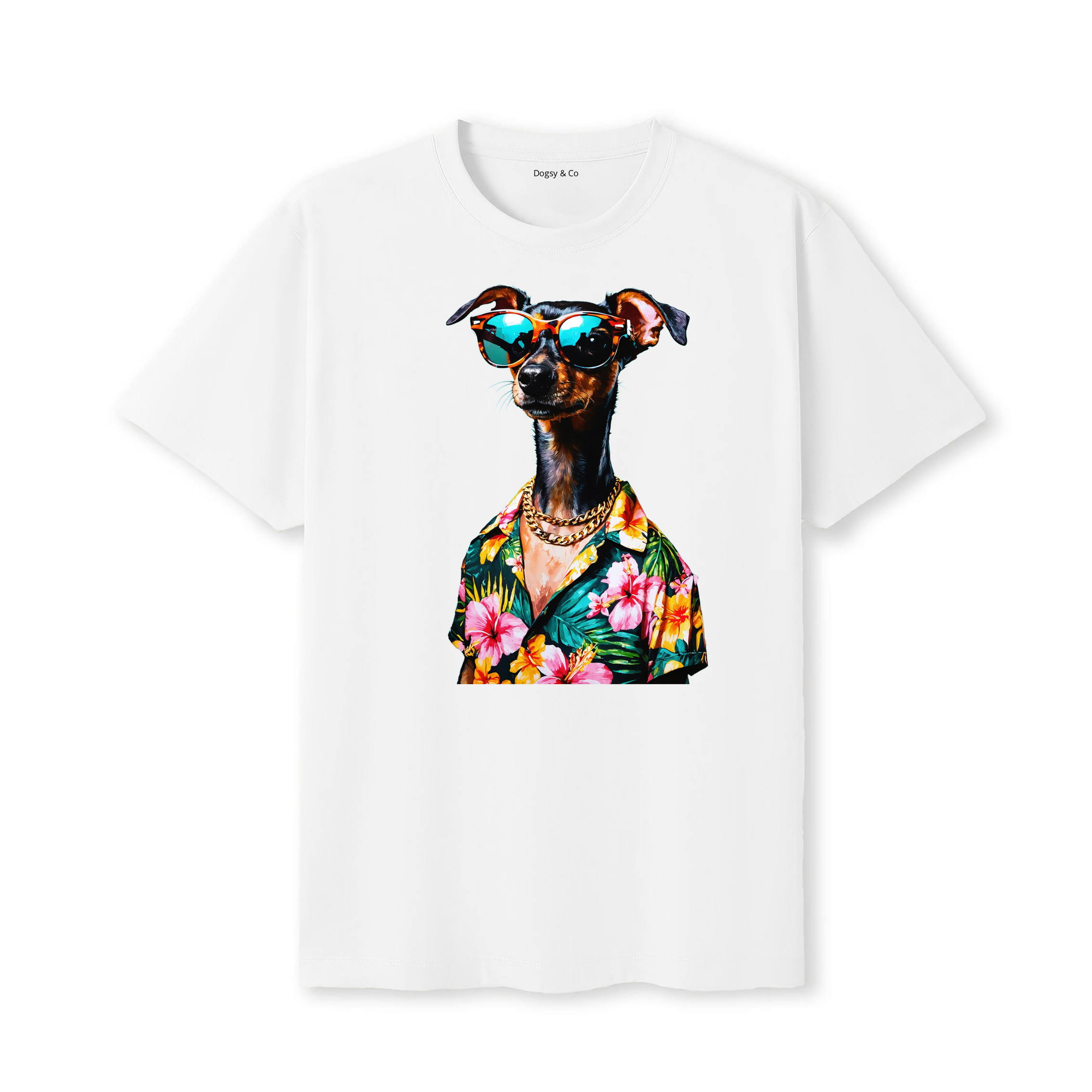 Miniature Pinscher Hawaii Dog T-Shirt - White