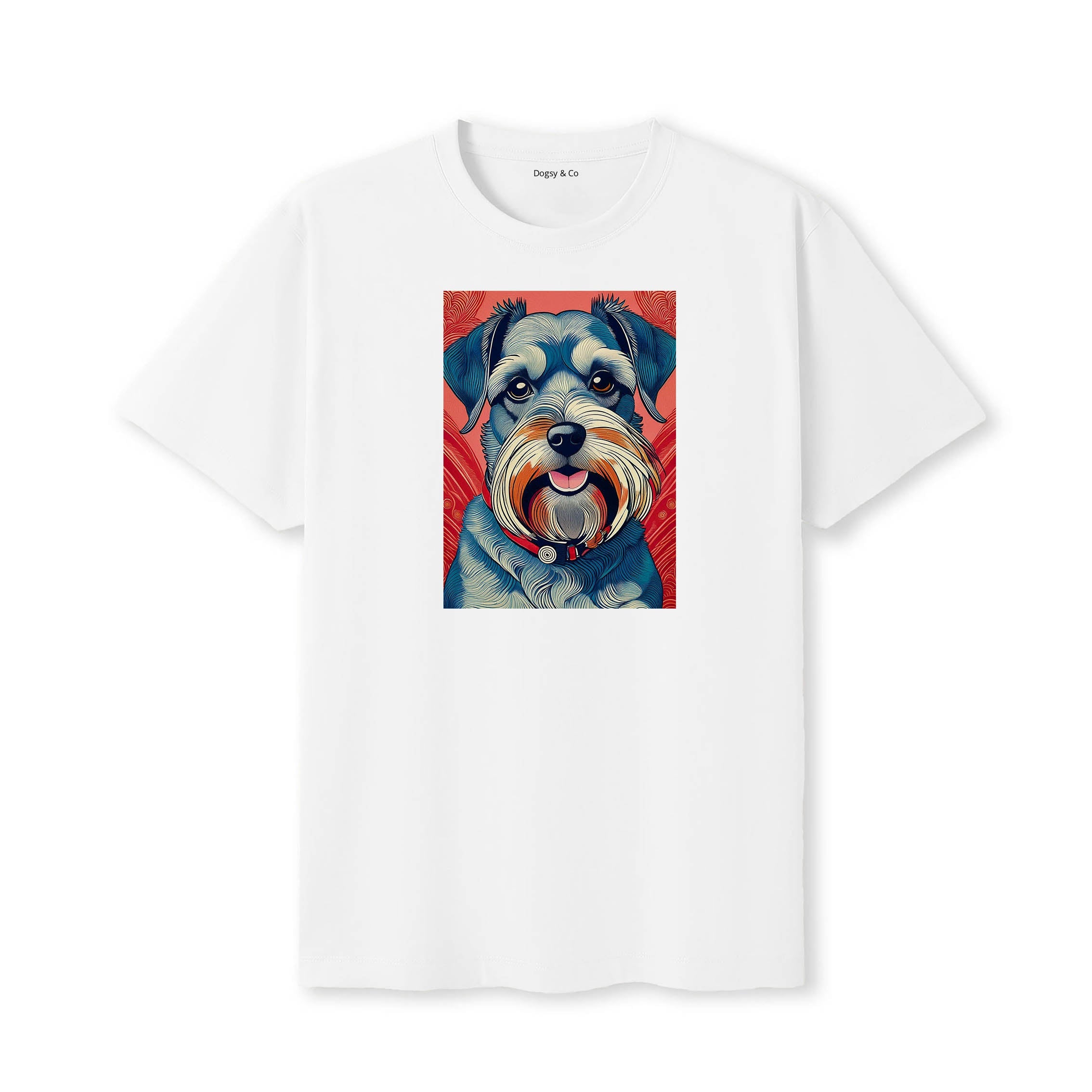 Miniature Schnauzer Hokusai Dog Portrait T-Shirt V3 White