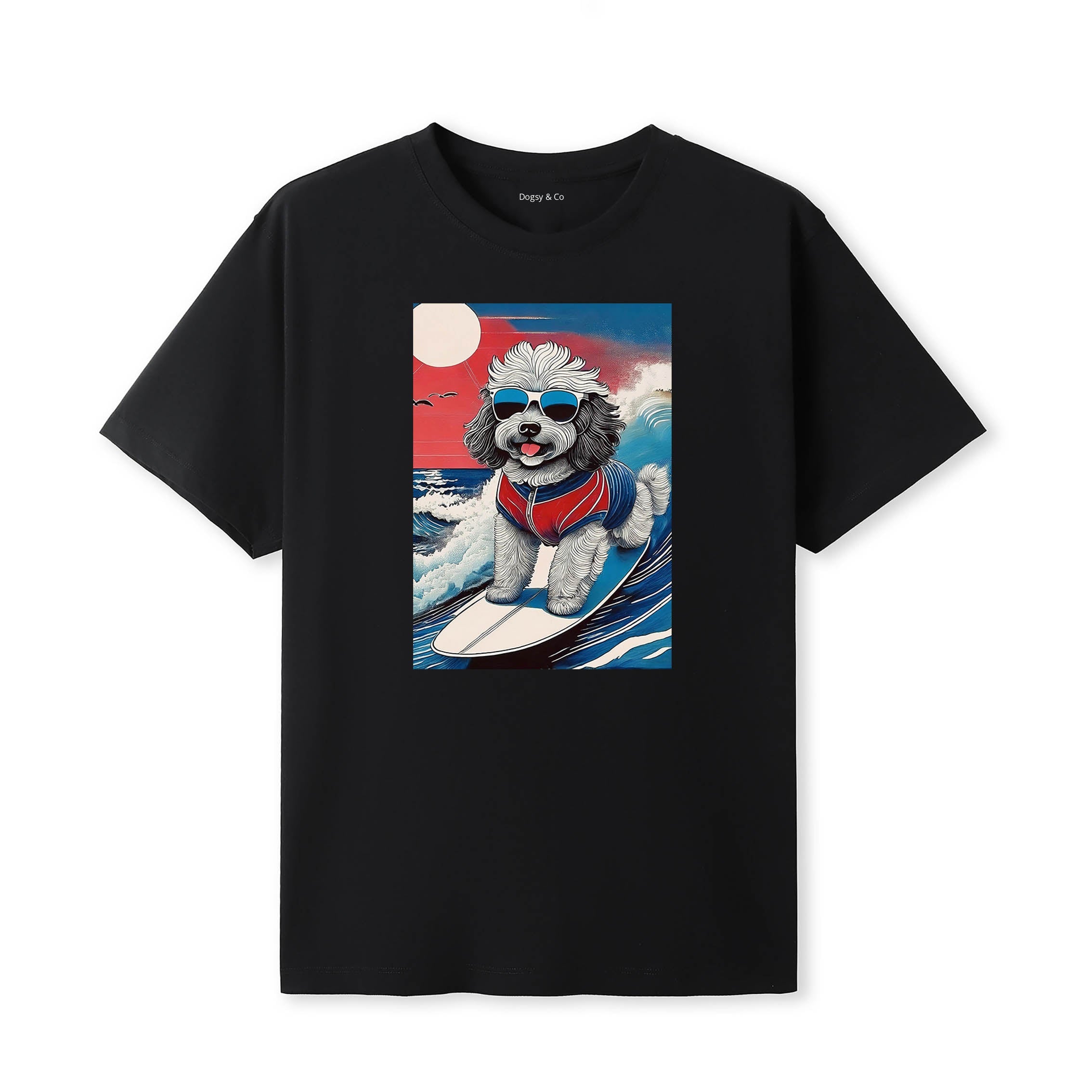 Moodle 1 Surfer Hokusai Dogs T-Shirt Artwork