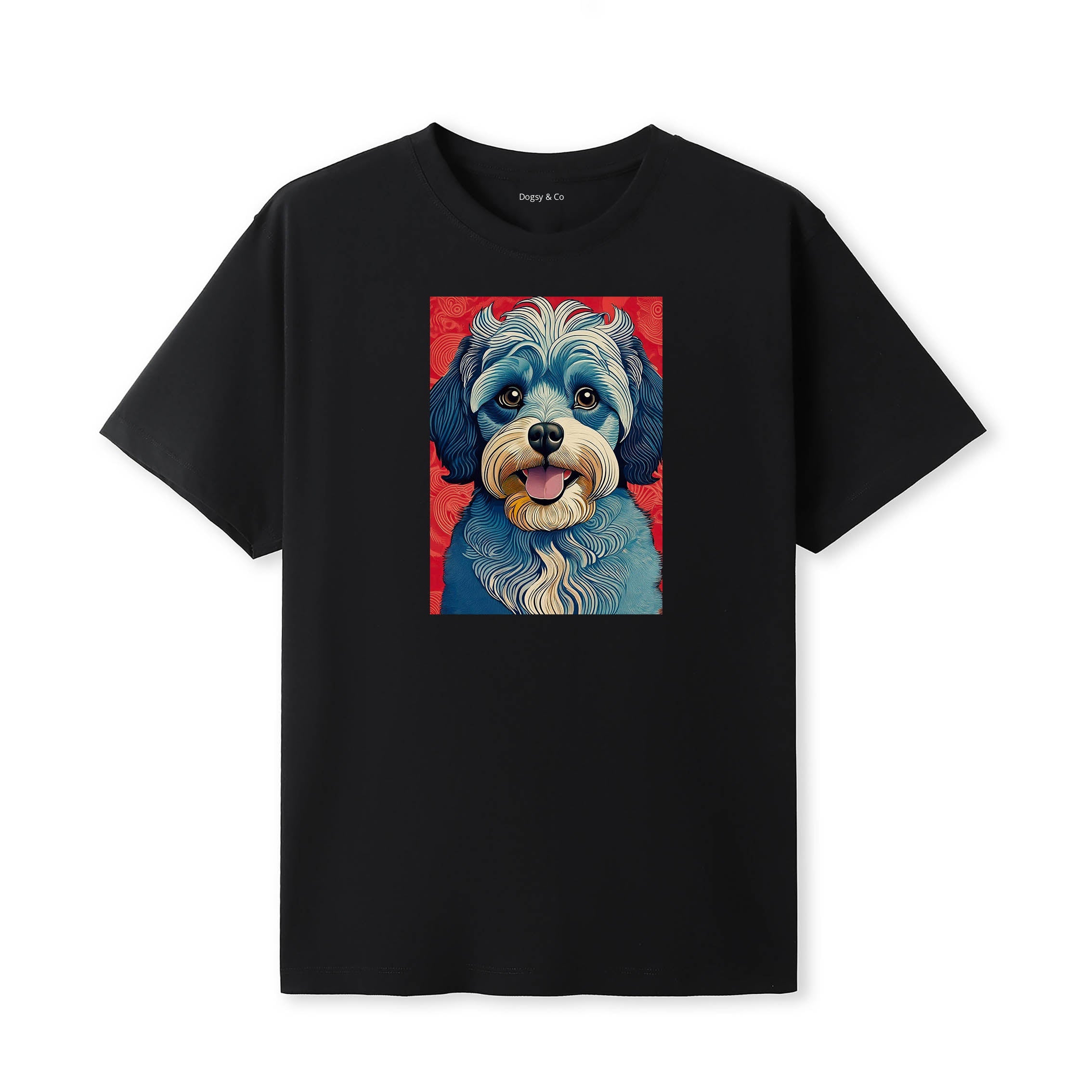Moodle Hokusai Dog Portrait T-Shirt Black