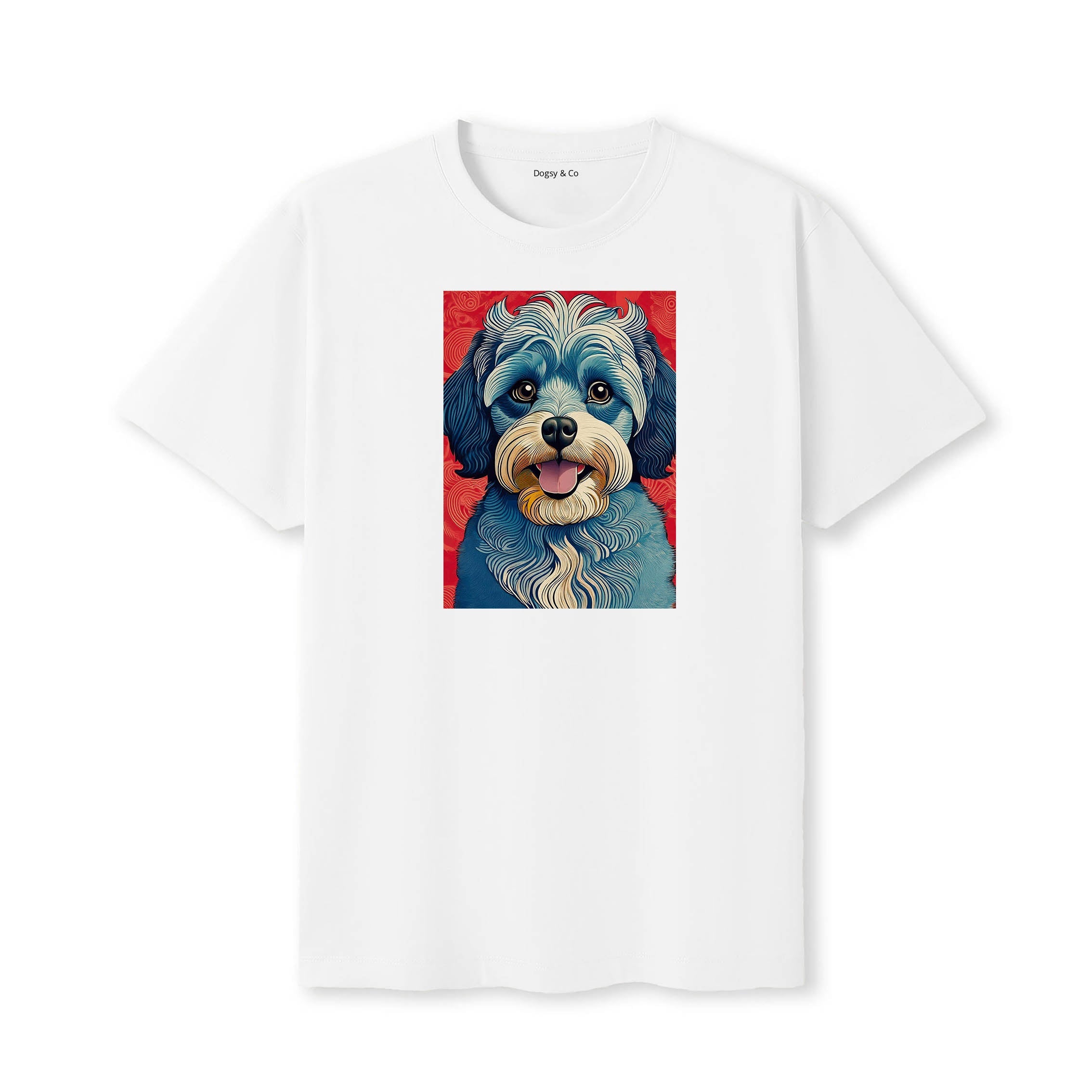 Moodle Hokusai Dog Portrait T-Shirt White