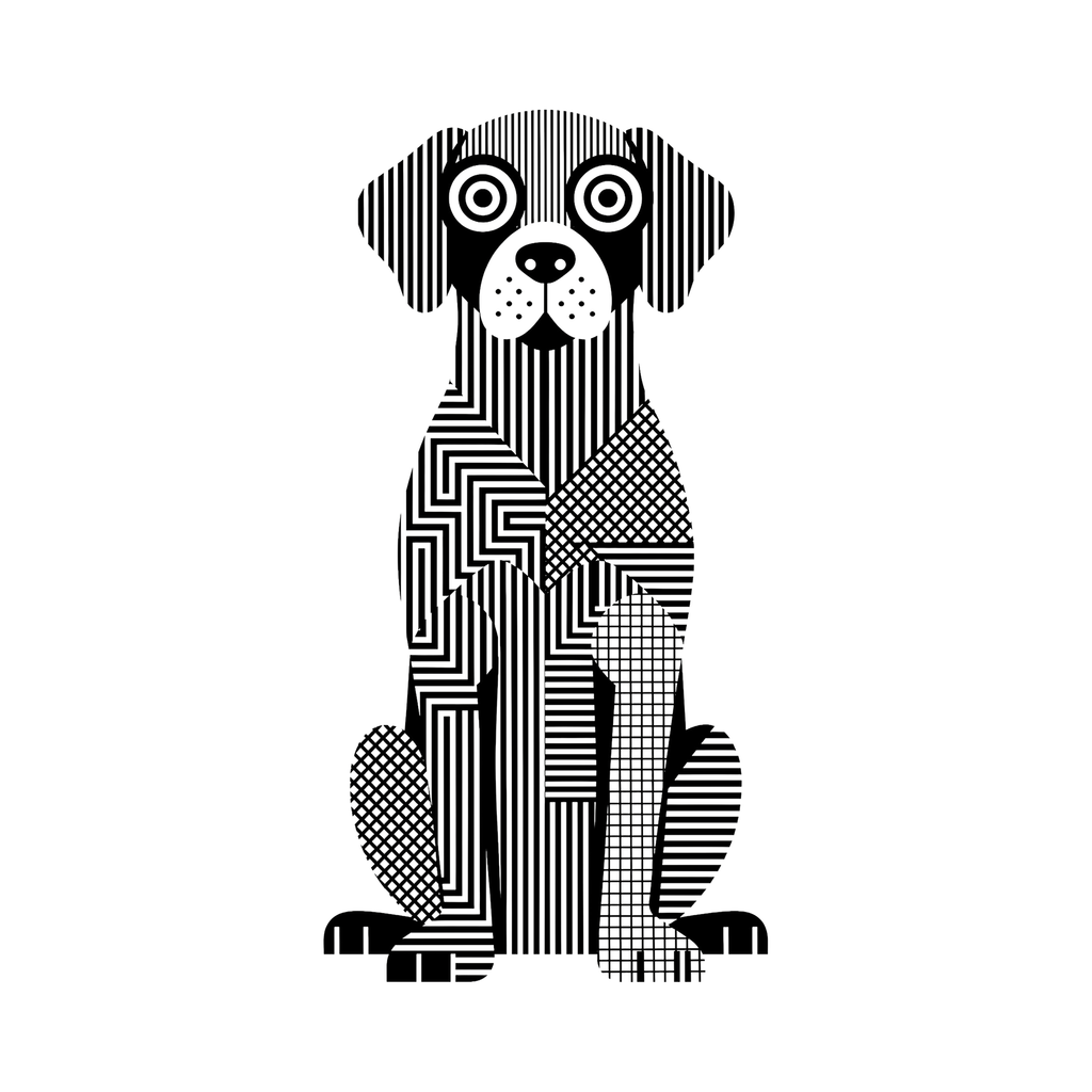 Murray River Retriever Geometric Line Art - White