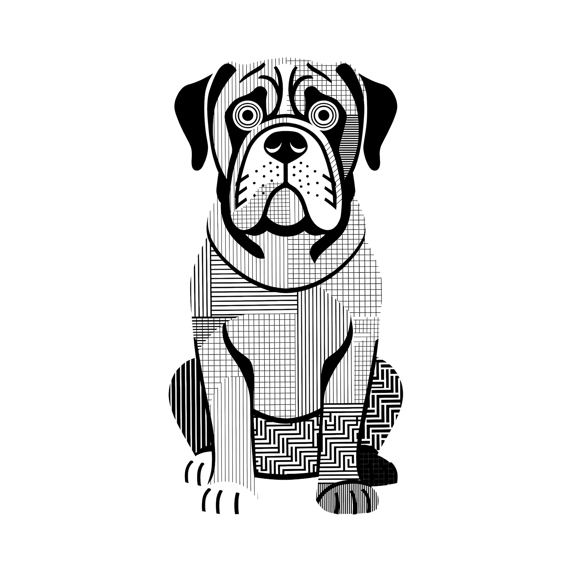 Neapolitan Mastiff Geometric Line Art - White