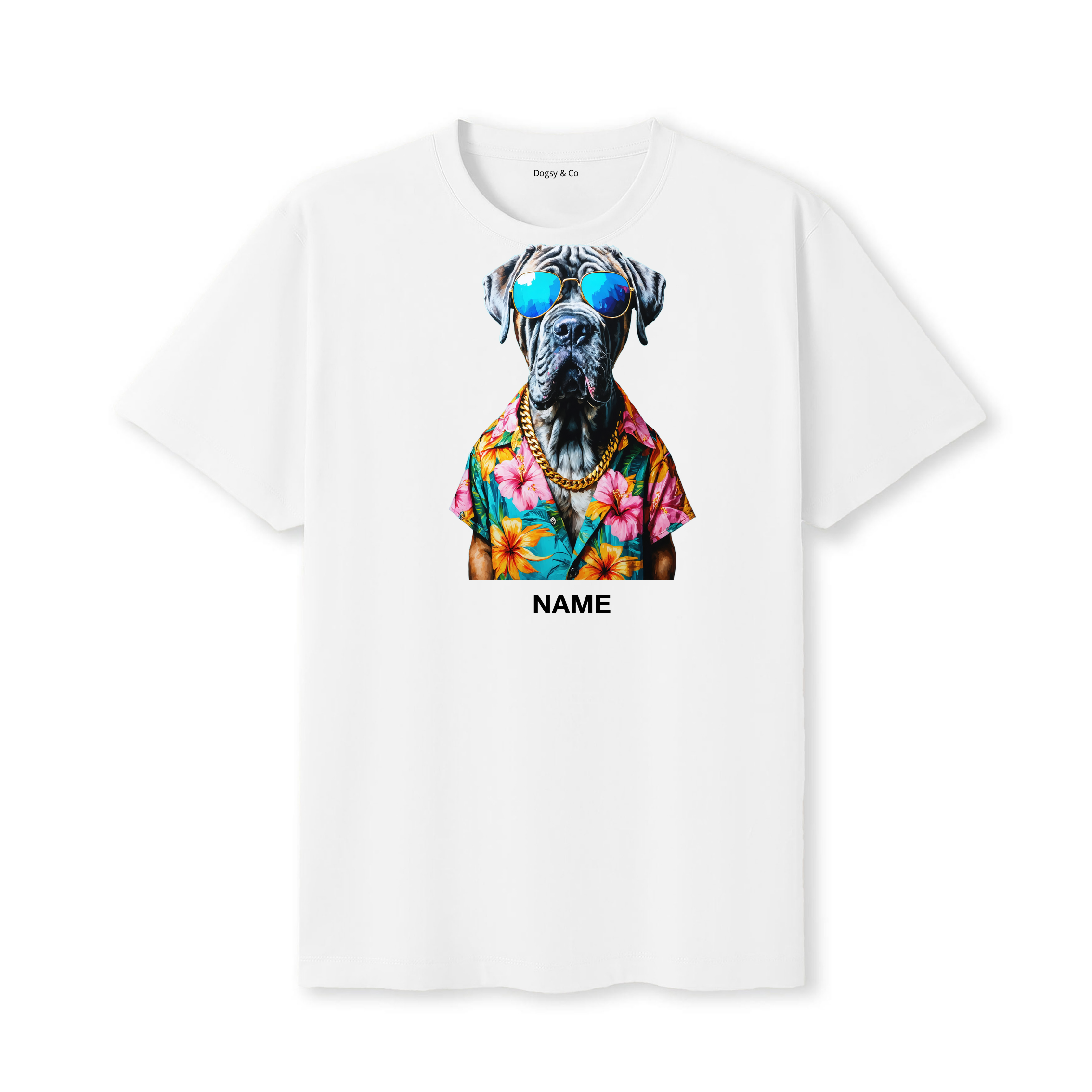 Neapolitan Mastiff Hawaii Dog Custom T-Shirt - White