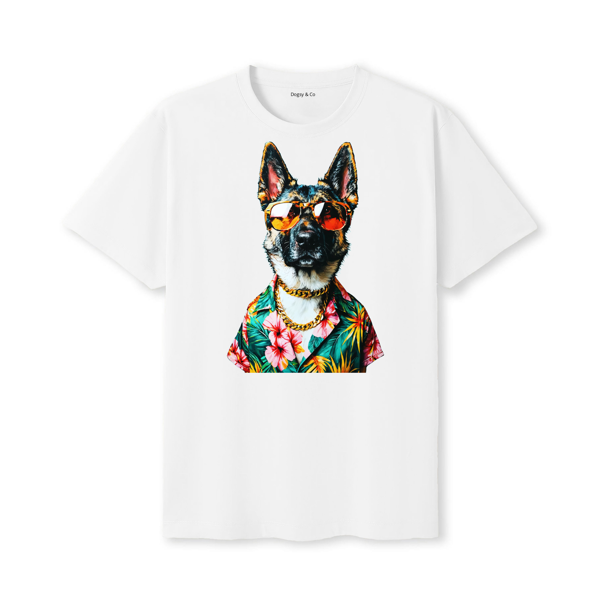 Norwegian Elkhound Hawaii Dog T-Shirt - White