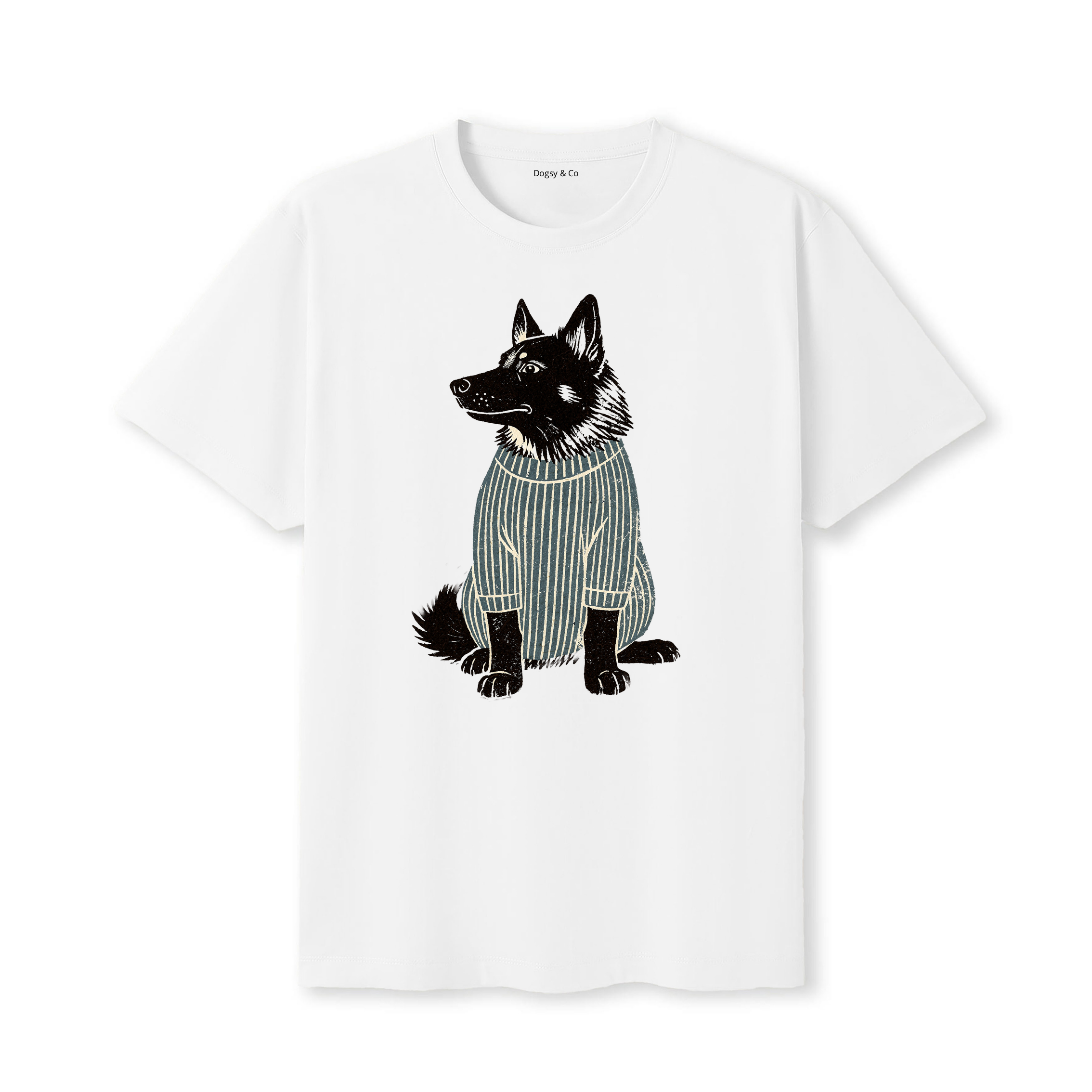 Norwegian Elkhound Jumper Dog T-Shirt - White