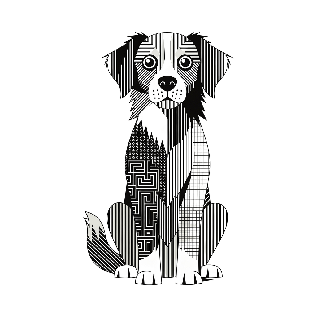 Nova Scotia Duck Tolling Retriever Geometric Line Art - White