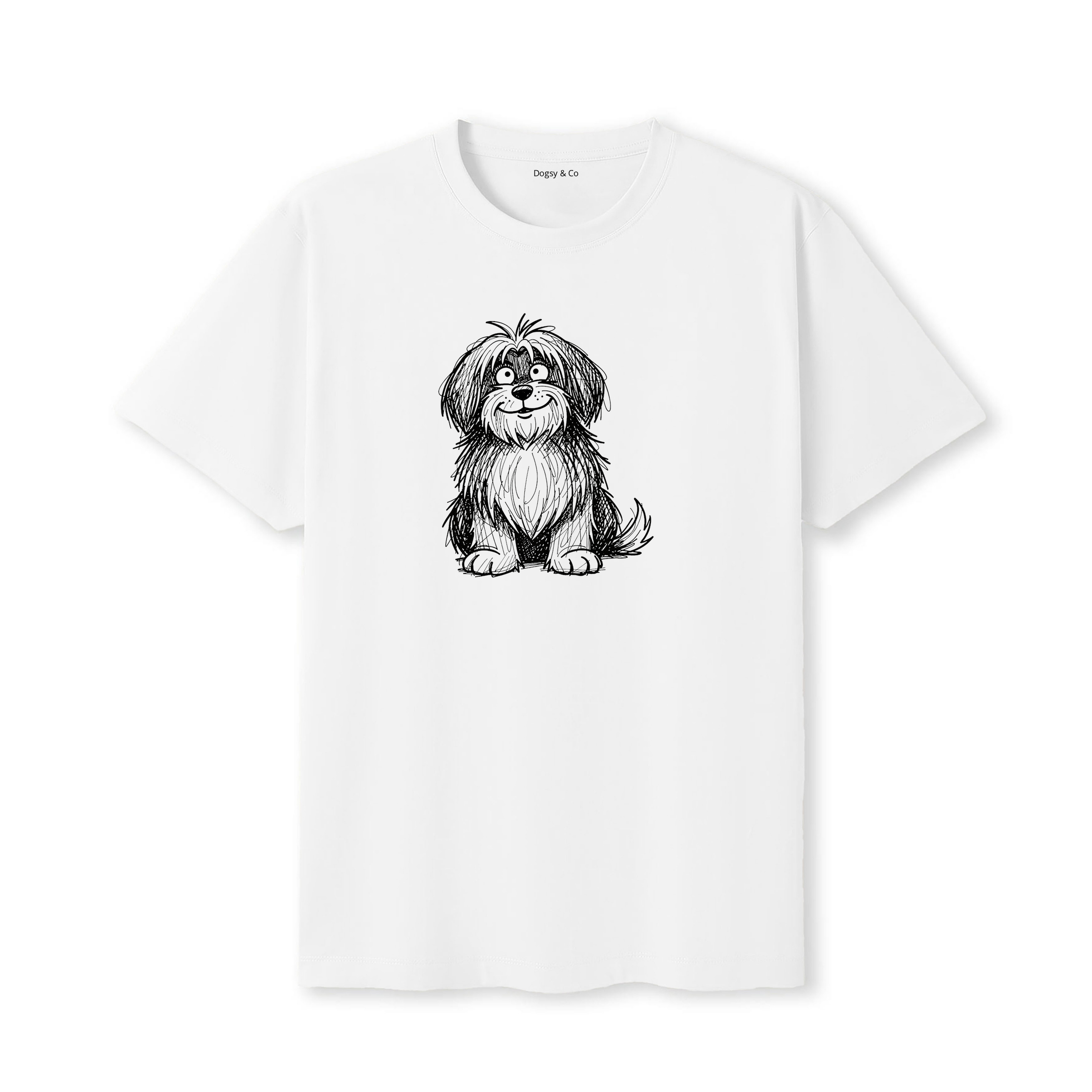 Old English Sheepdog Scraggy Dog T-Shirt - White