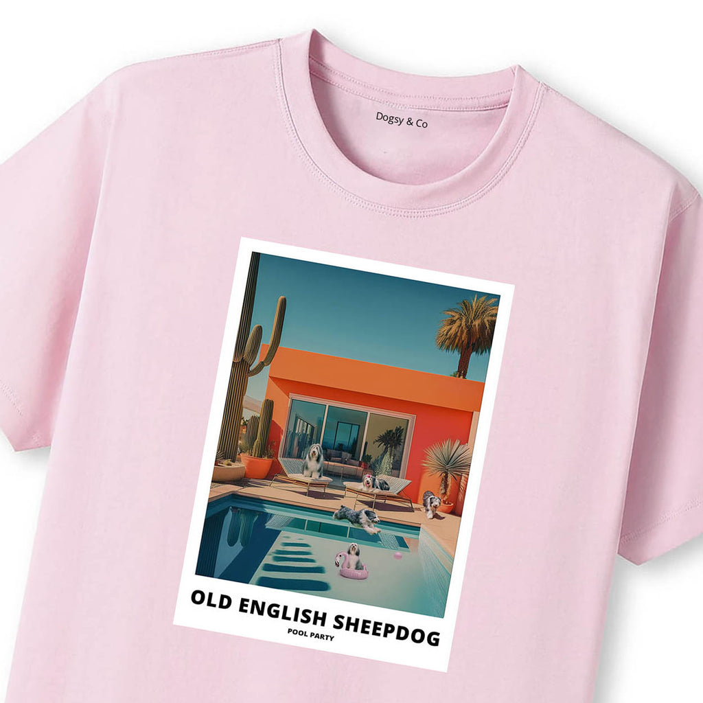 Old English Sheepdog Pool Party T-shirt