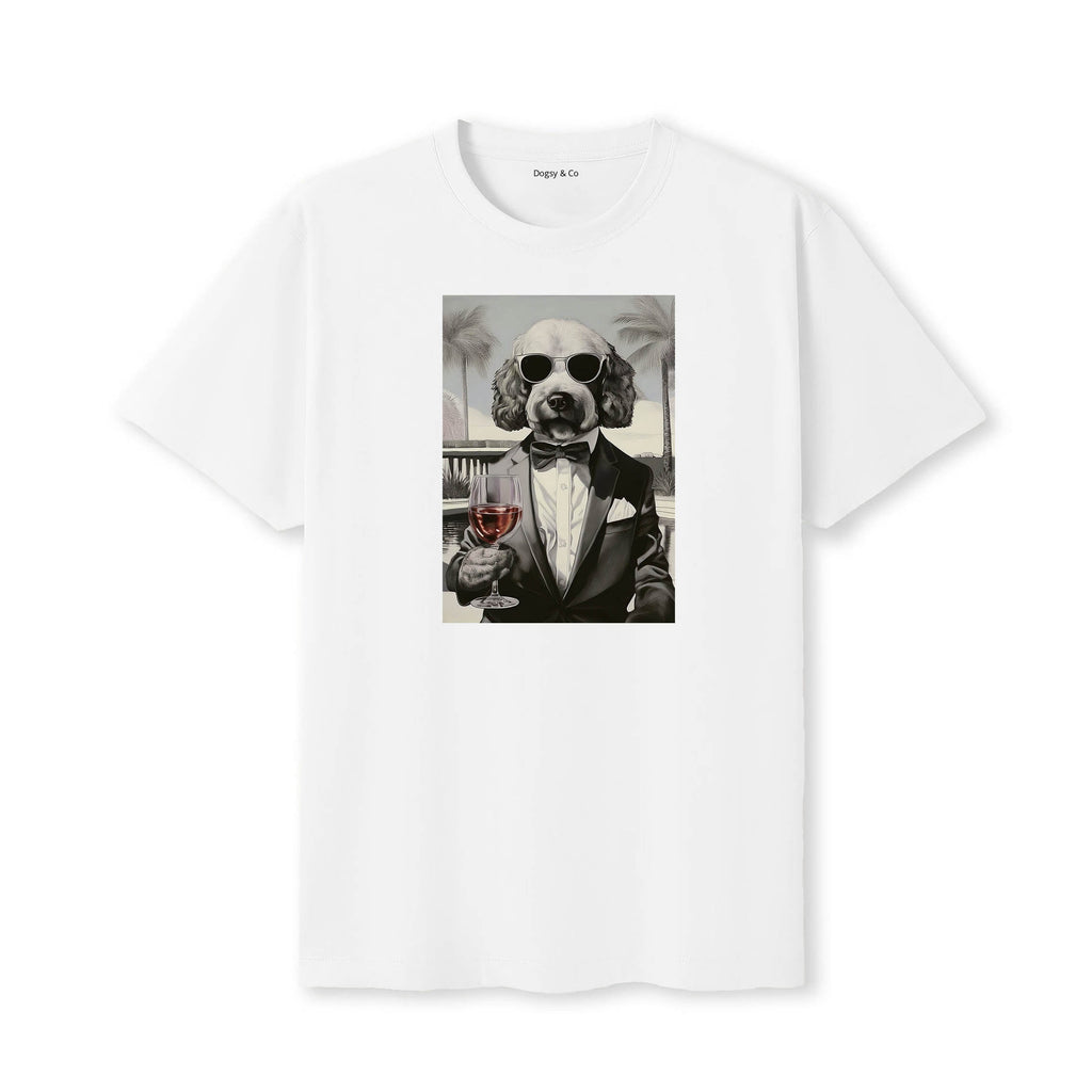 Oodles distinguished gentleman dog t-shirt - white