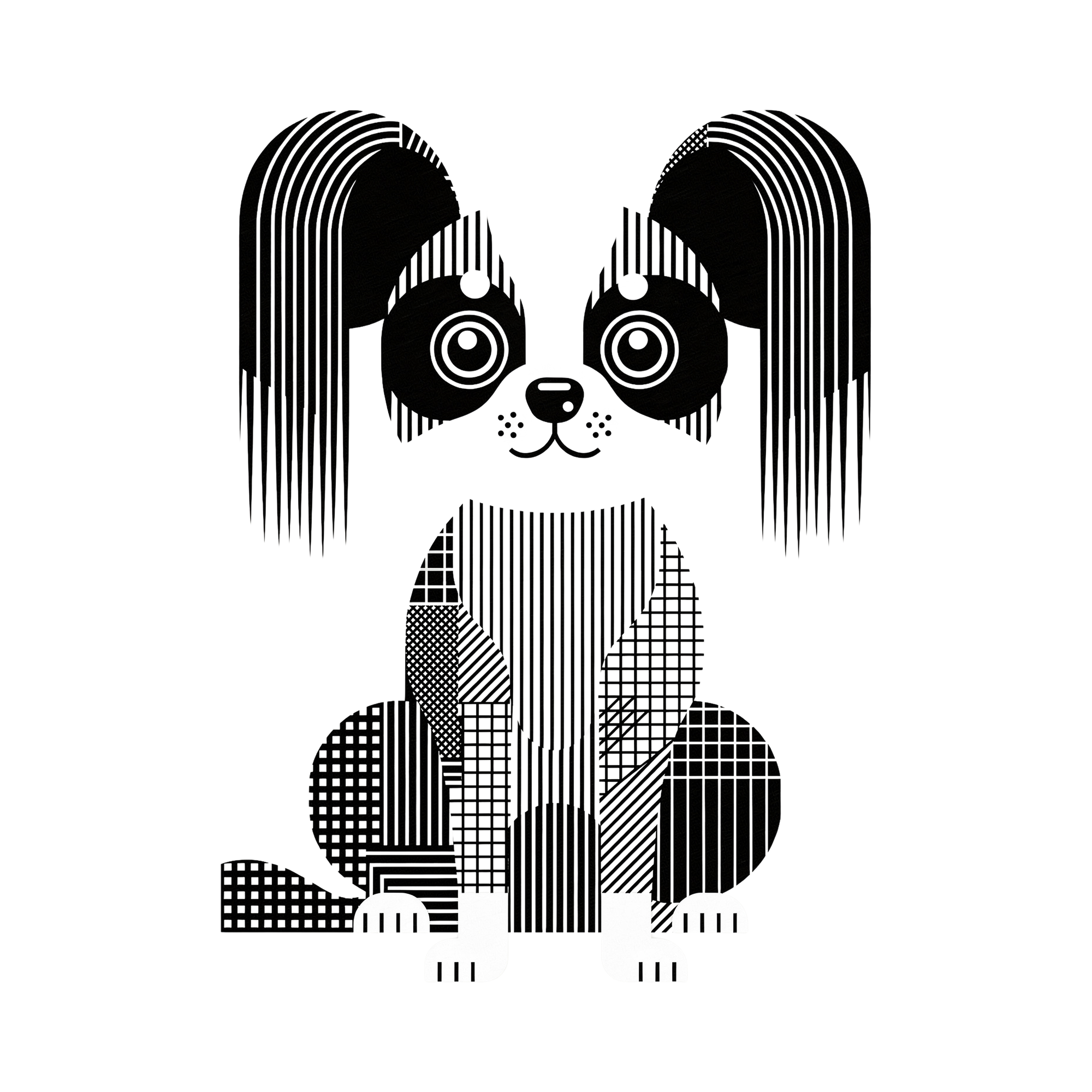 Papillon Geometric Line Art - White