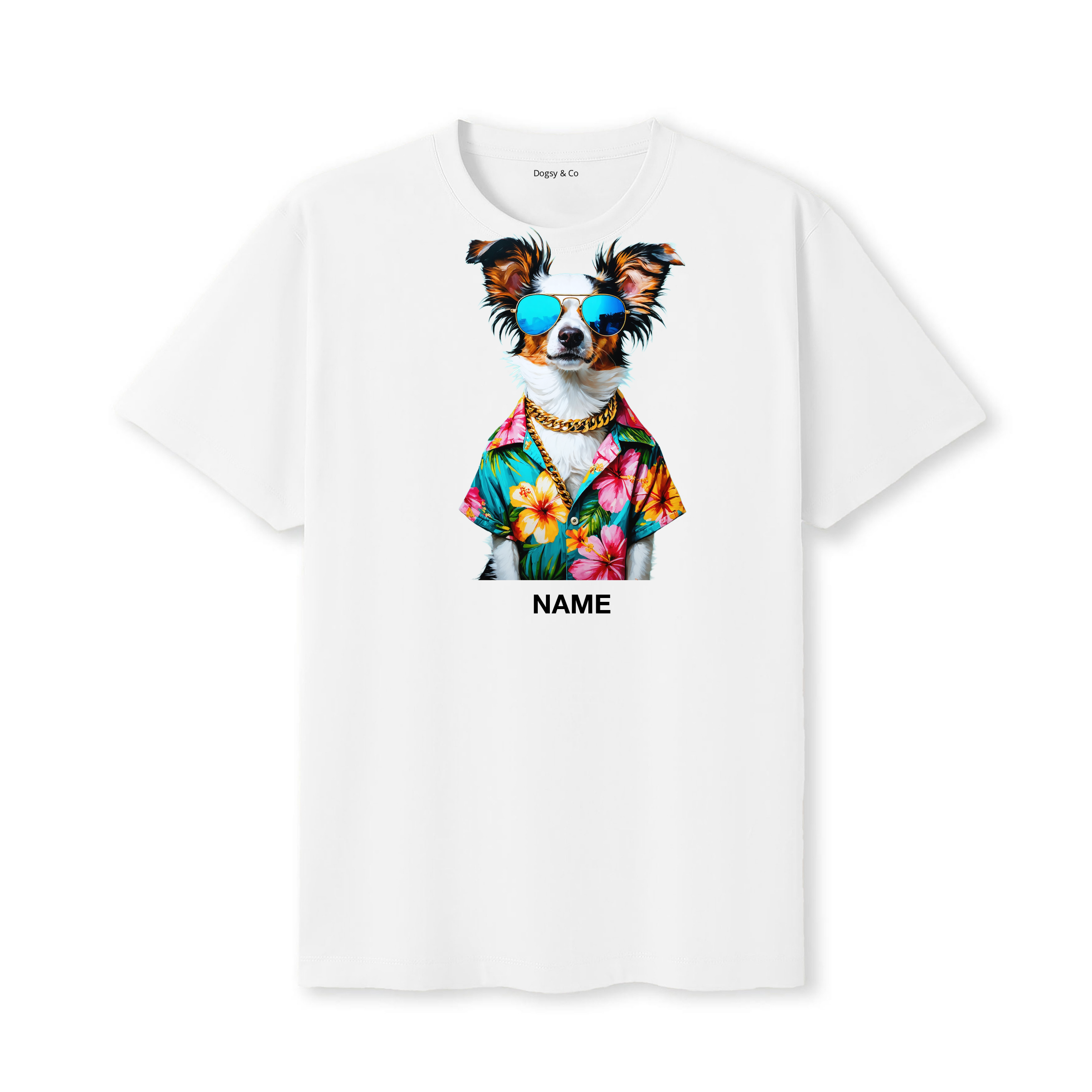 Papillon Hawaii Dog Custom T-Shirt - White