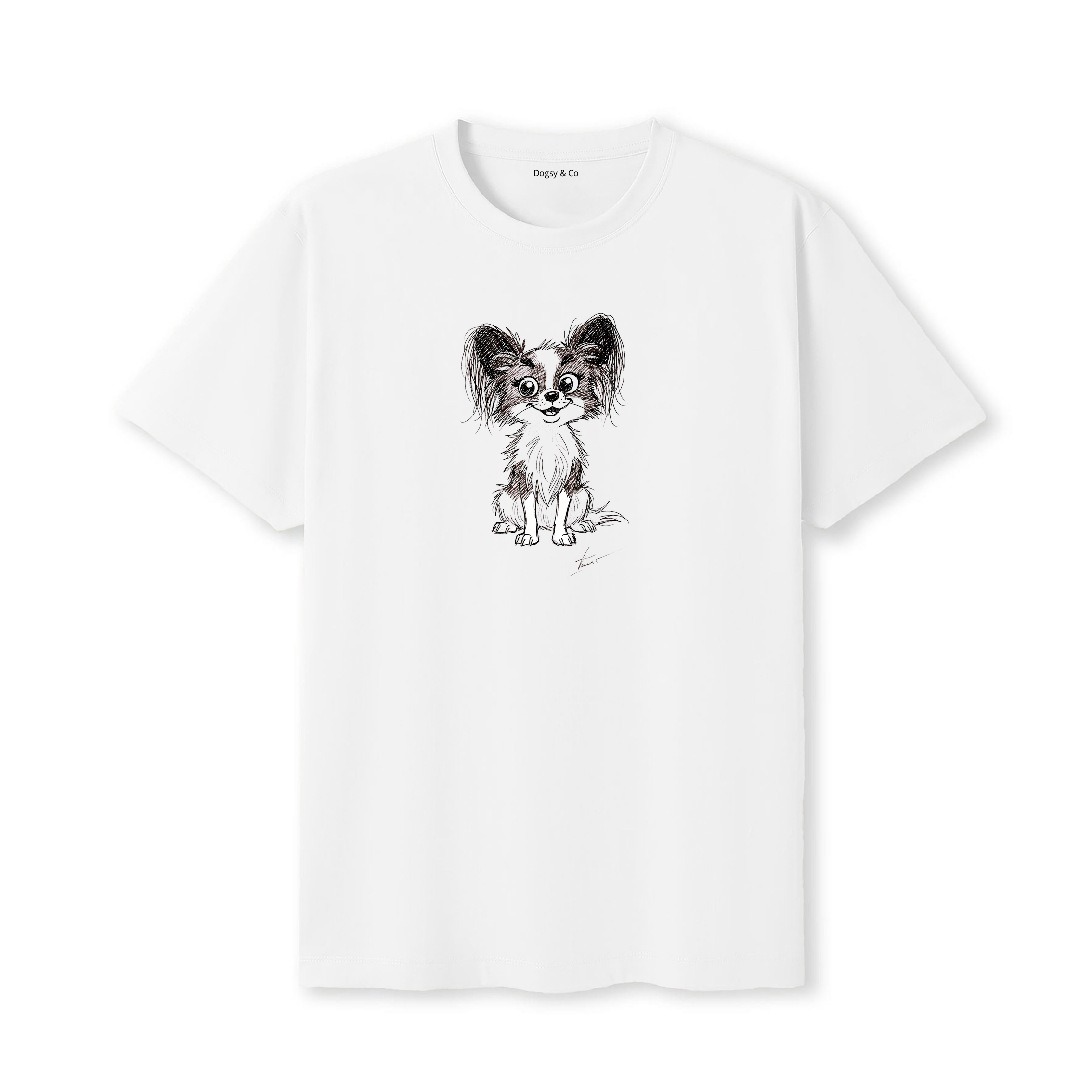 Papillon Scraggy Dog T-Shirt - White