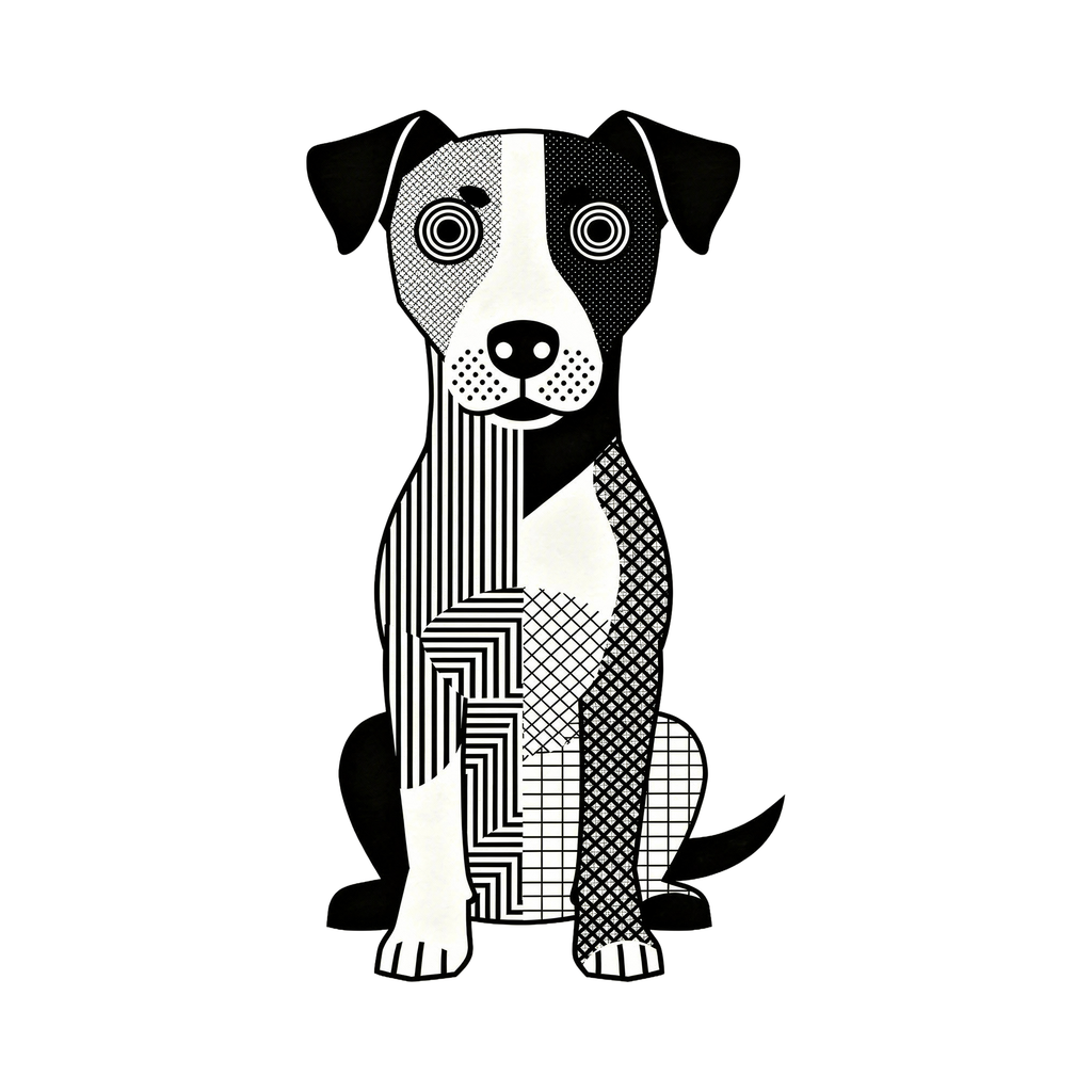Parson Russell Terrier Geometric Line Art - White