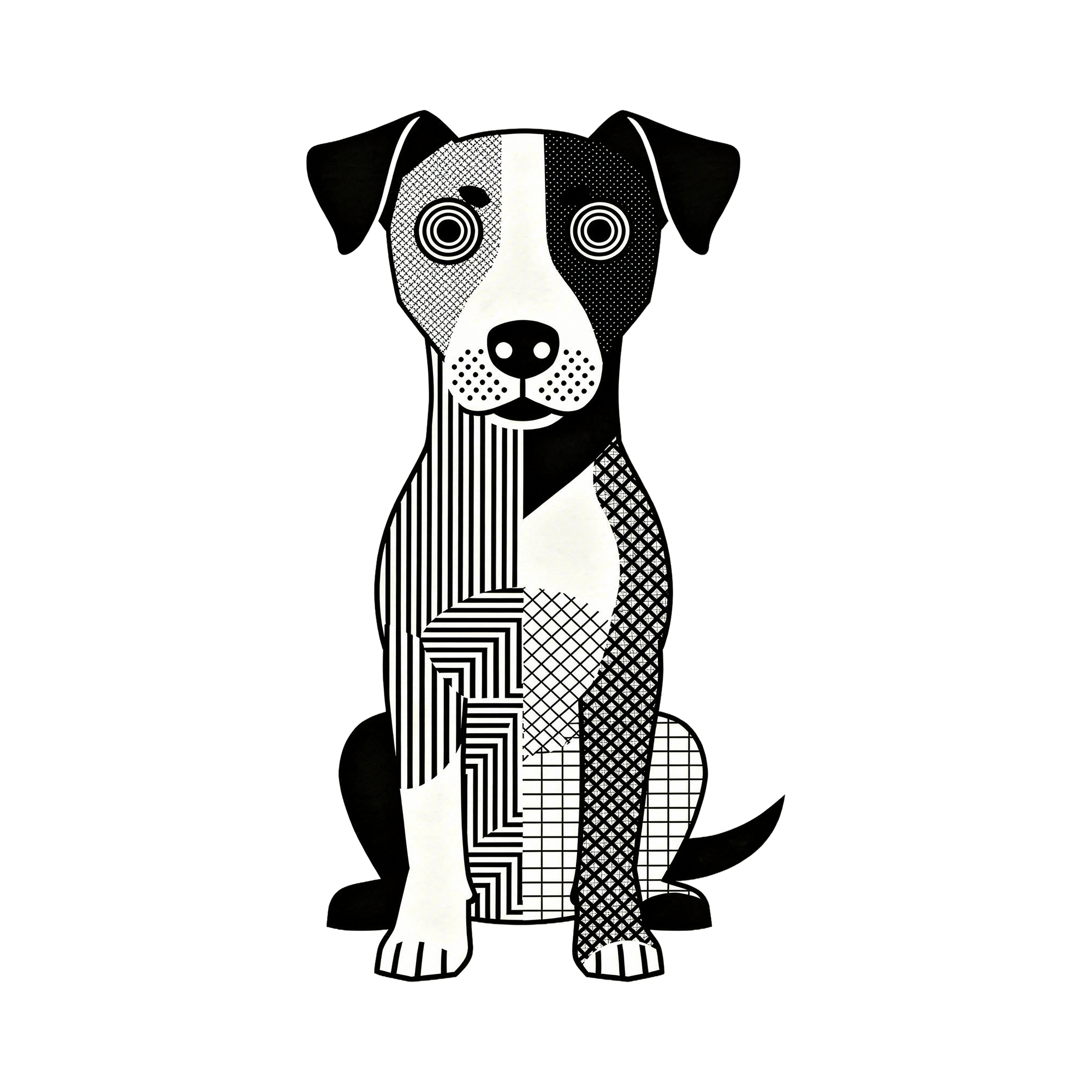 Parson Russell Terrier Geometric Line Art - White