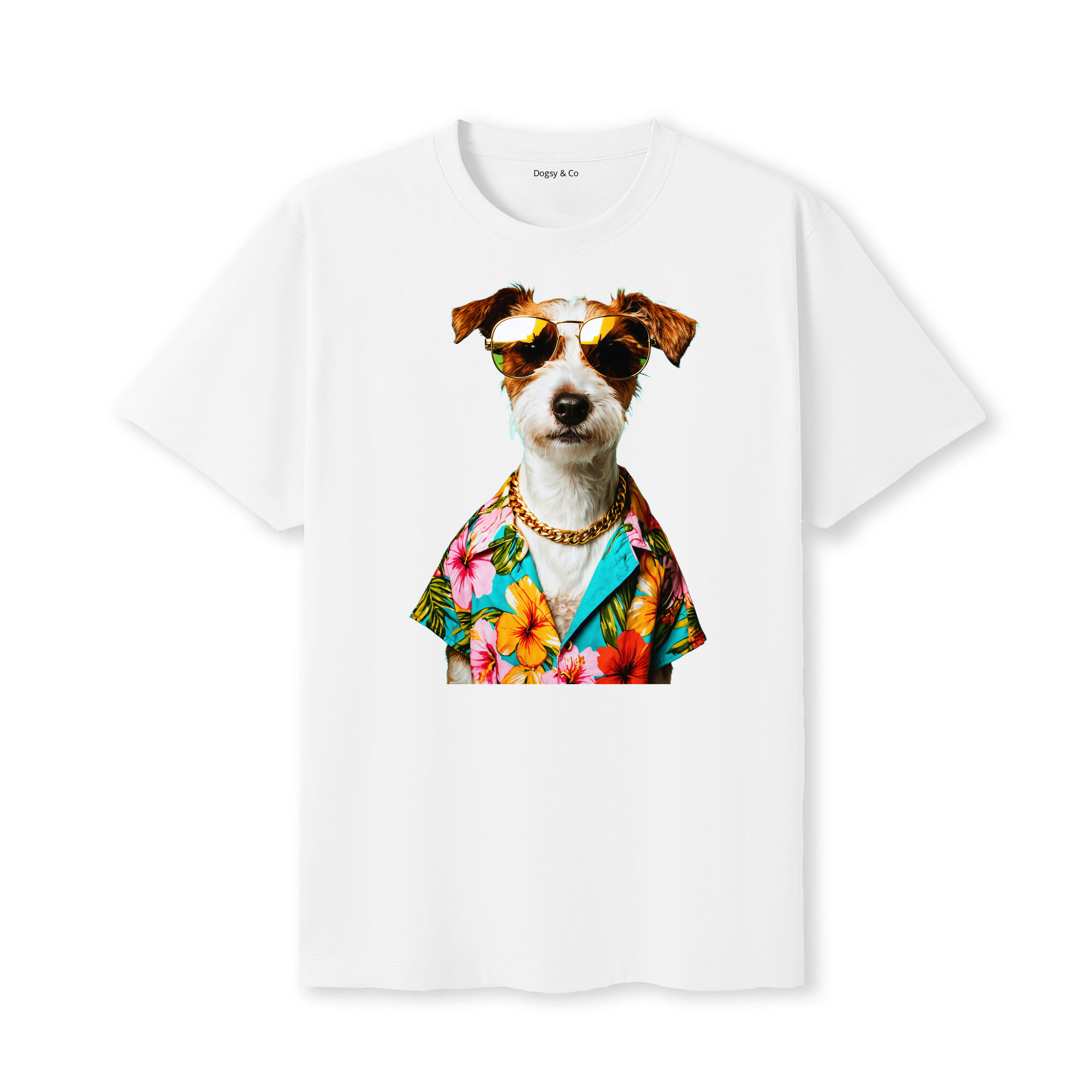 Parson Russell Terrier Hawaii Dog T-Shirt - White