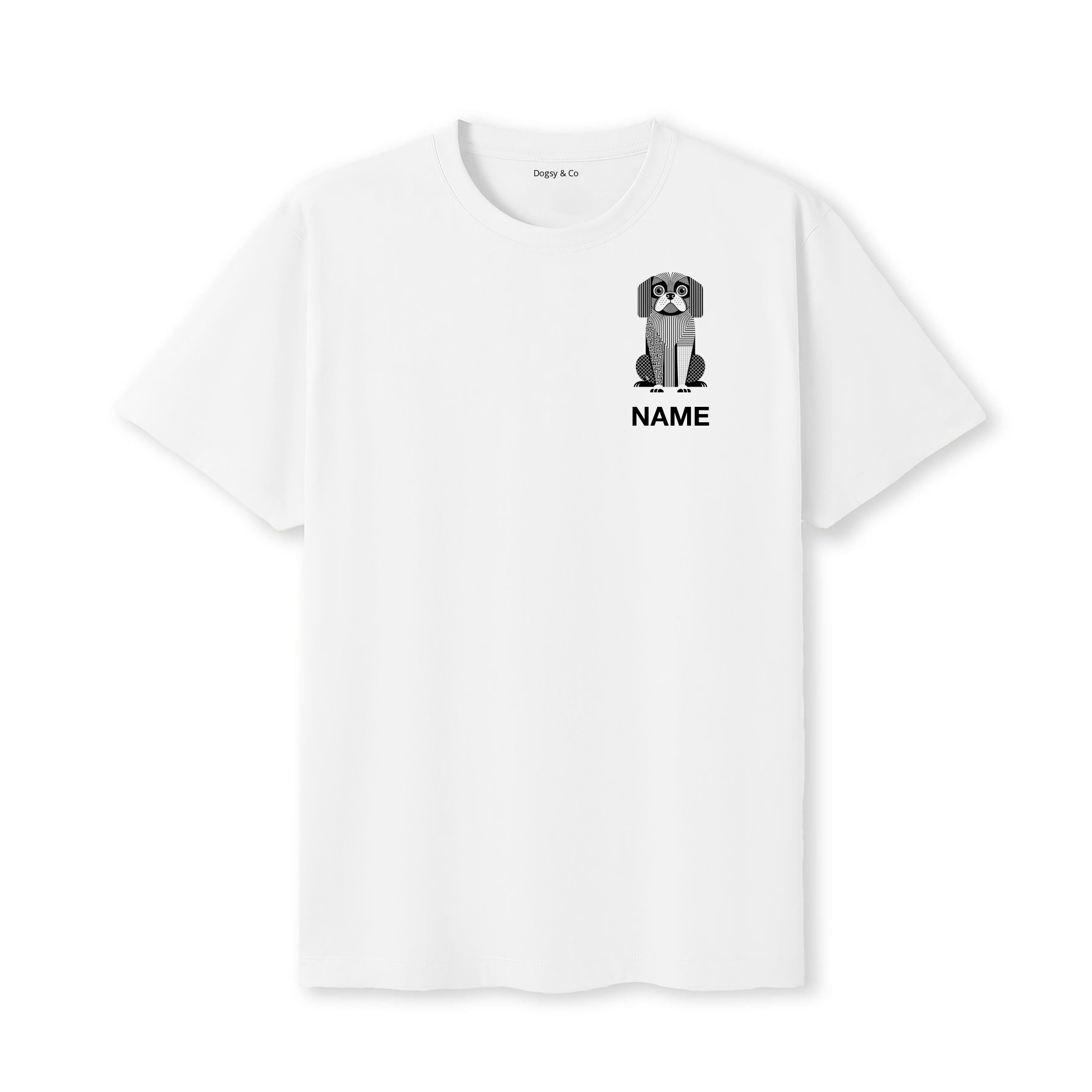 Pekingese Geometric Line T-Shirt Custom - White