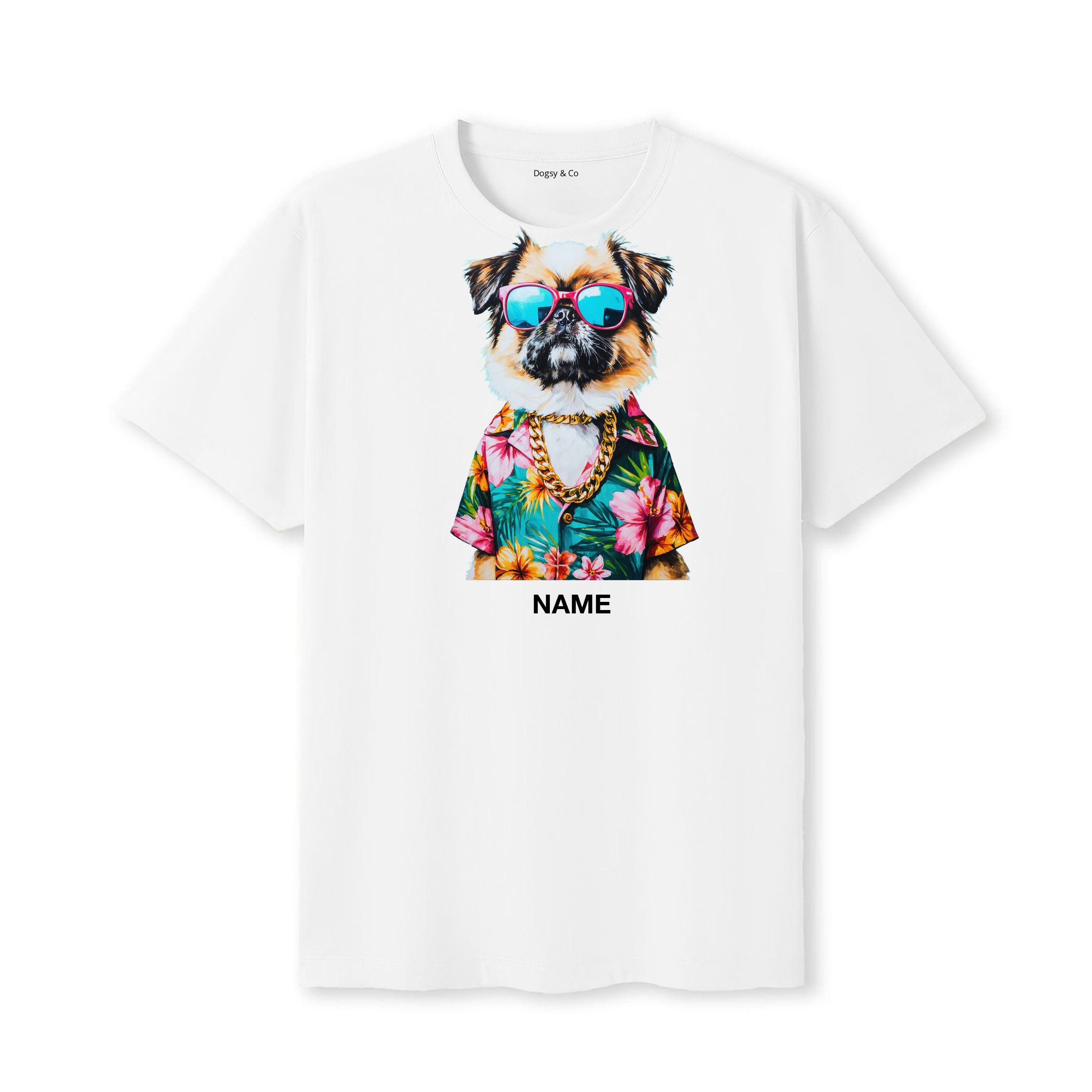 Pekingese Hawaii Dog Custom T-Shirt - White