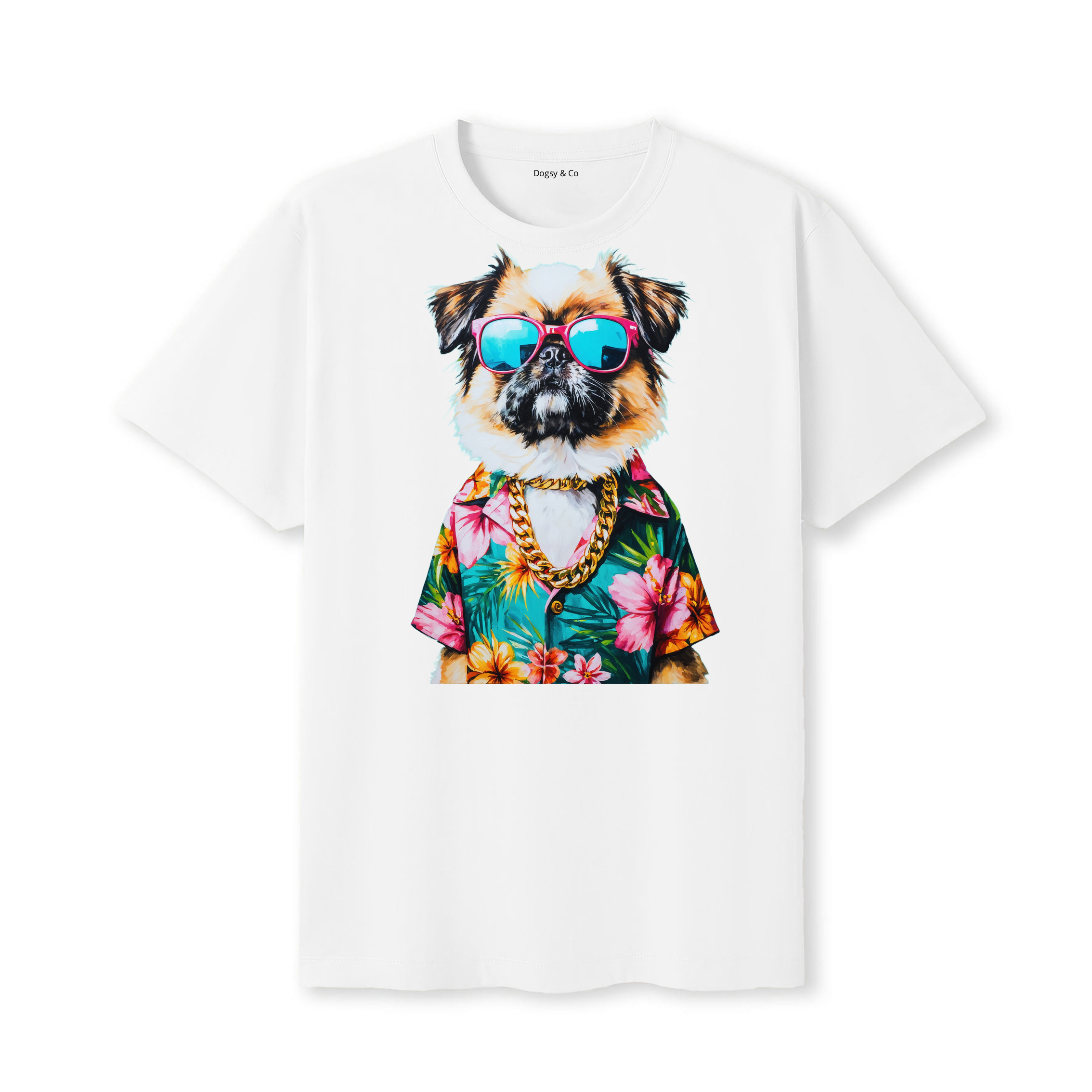 Pekingese Hawaii Dog T-Shirt - White