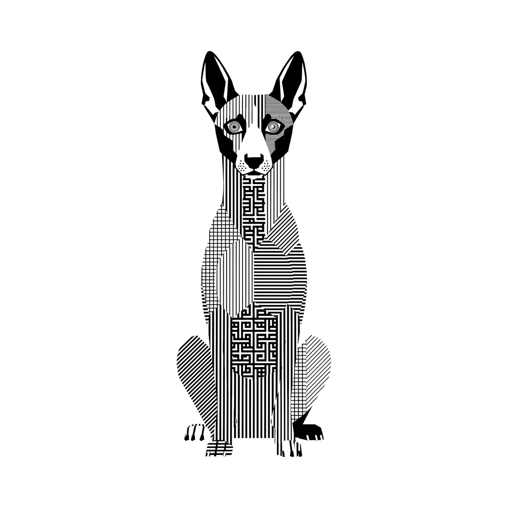 Pharaoh Hound Geometric Line Art - White
