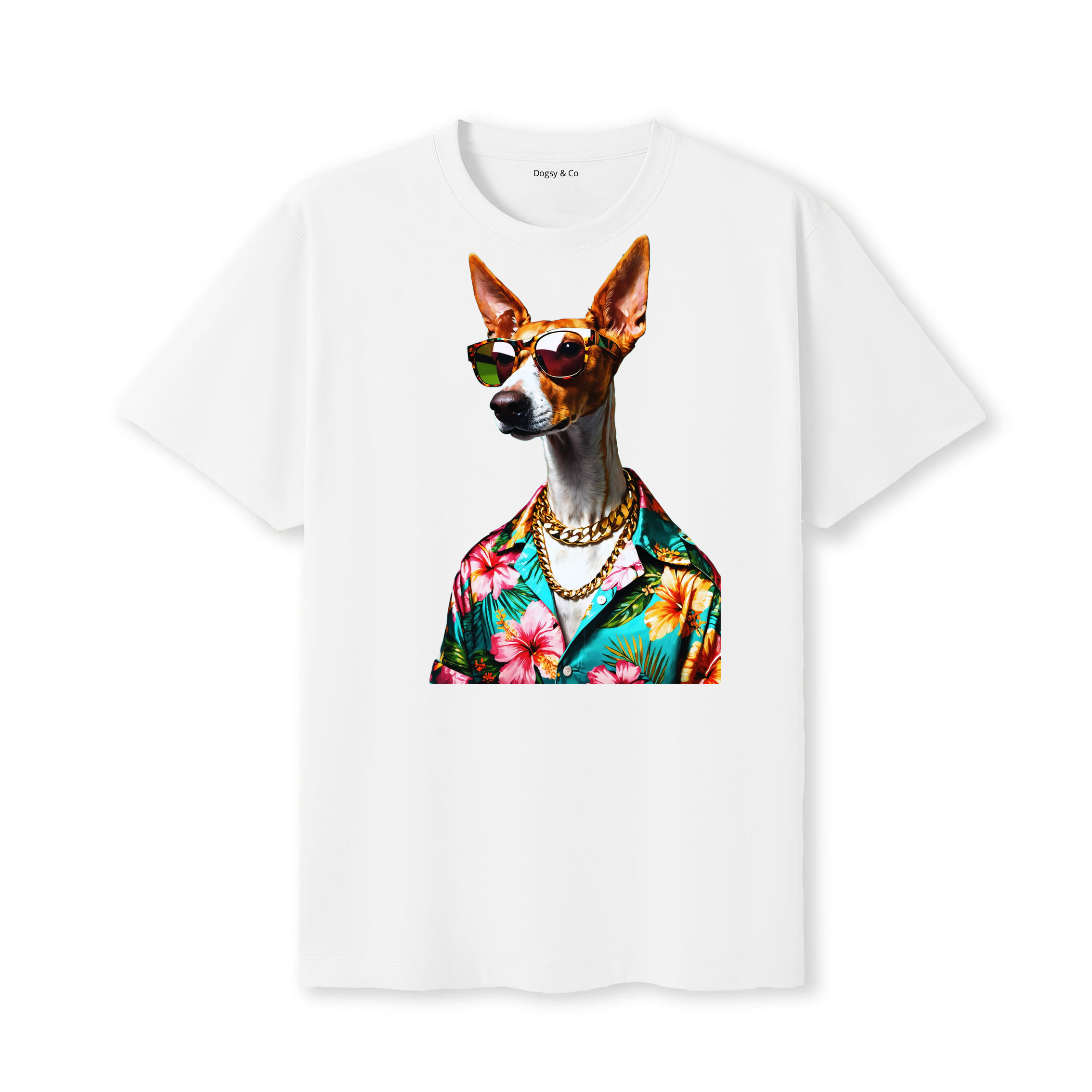 Pharaoh Hound Hawaii Dog T-Shirt - White