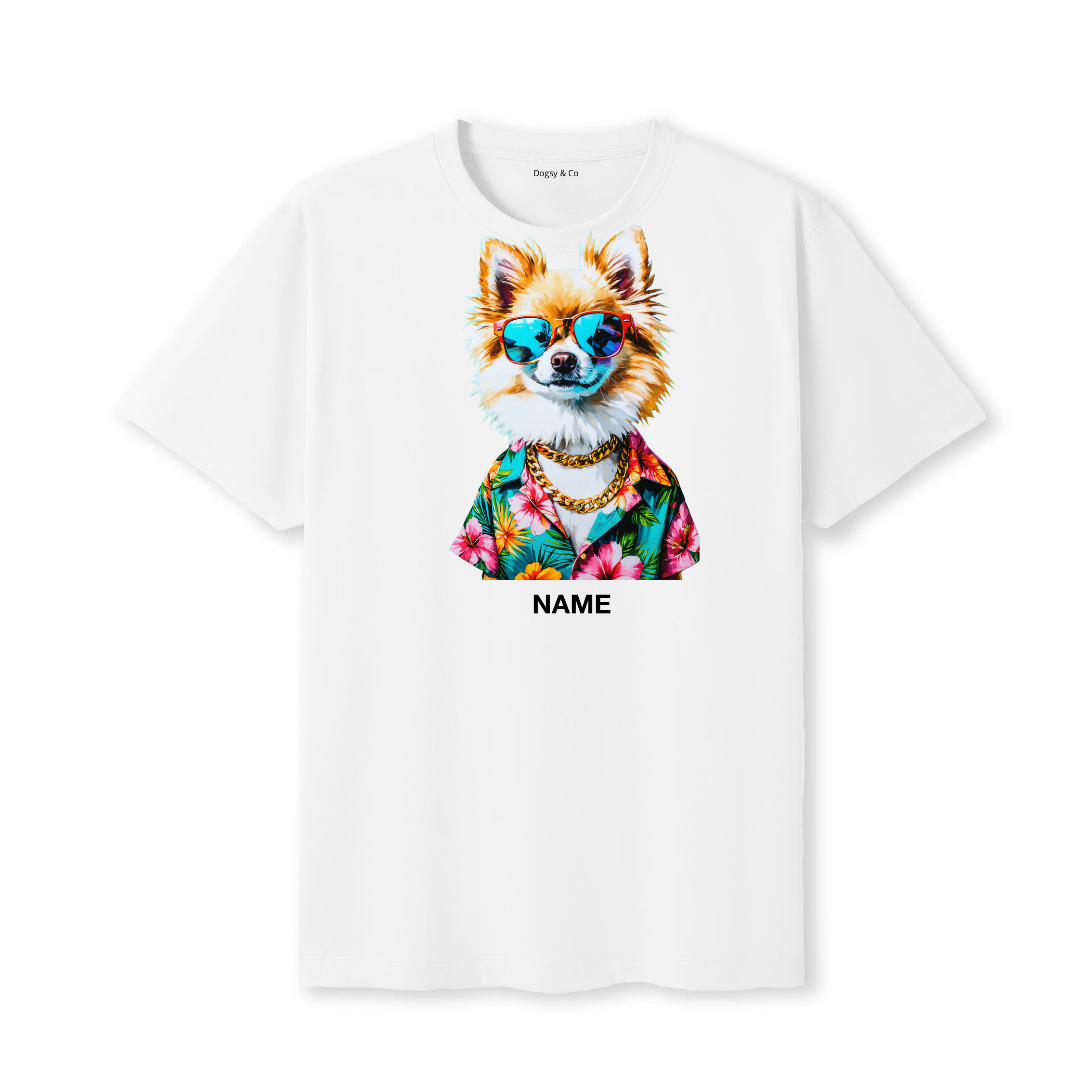 Pomeranian Hawaii Dog Custom T-Shirt - White