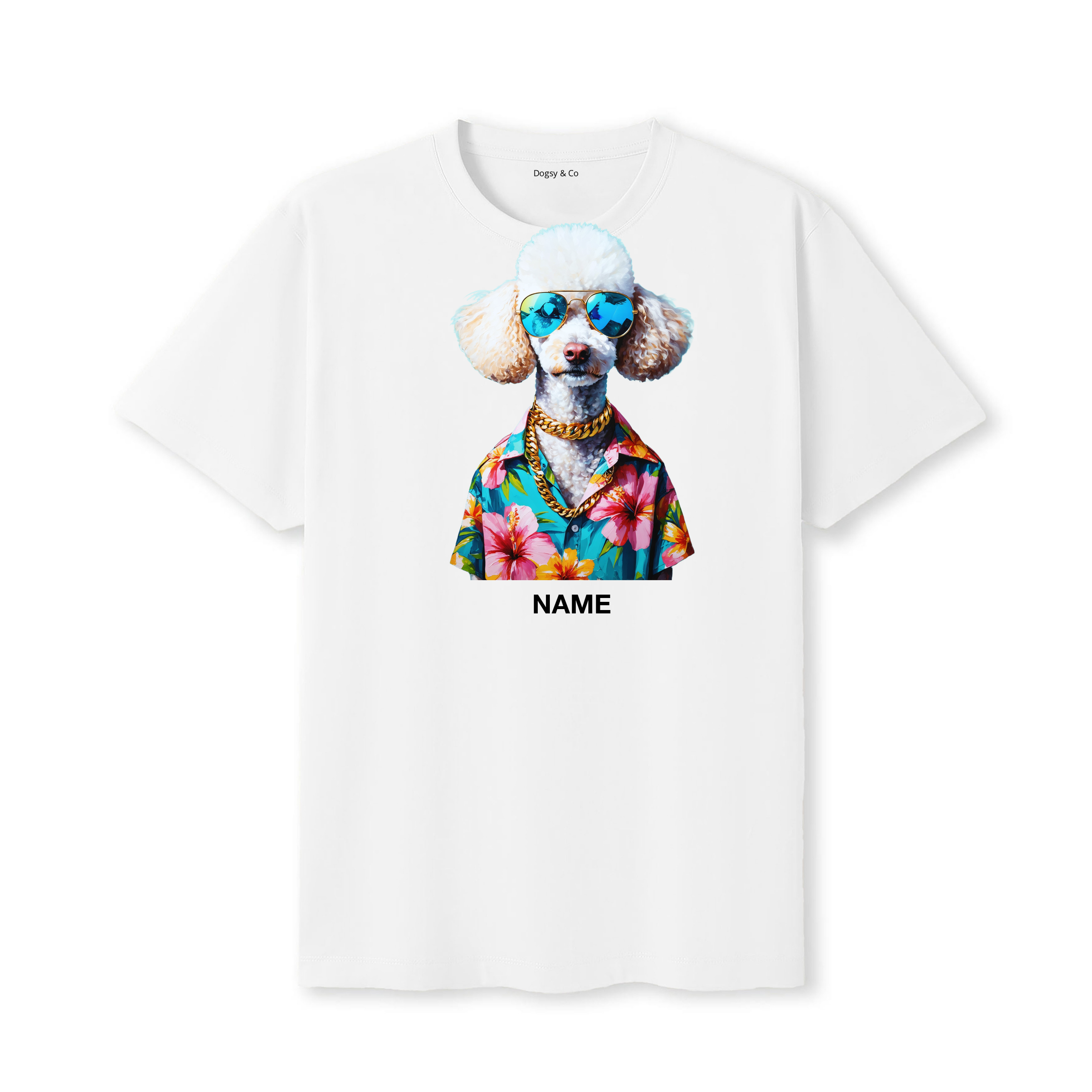 Poodle Cross Hawaii Dog Custom T-Shirt - White