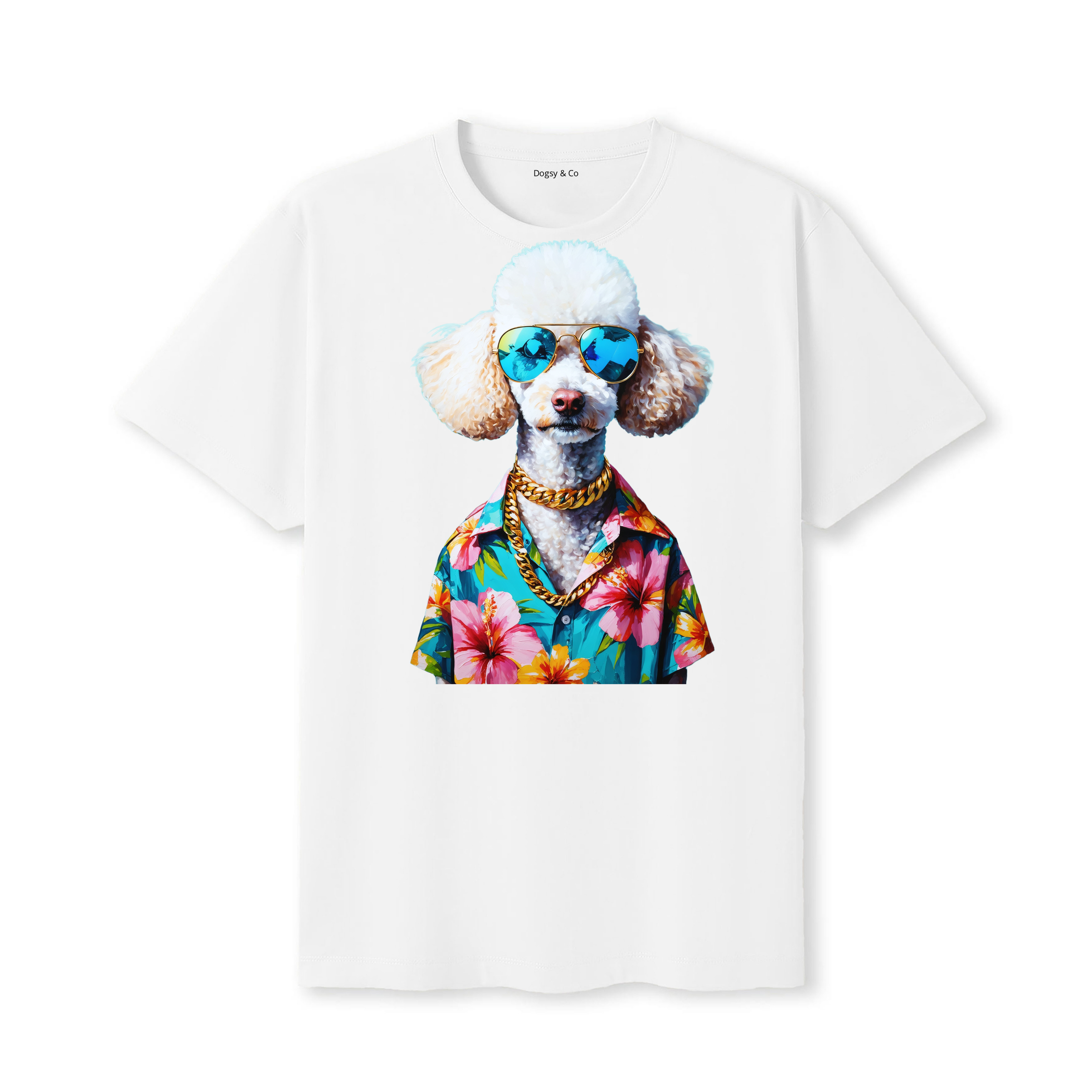 Poodle Cross Hawaii Dog T-Shirt - White