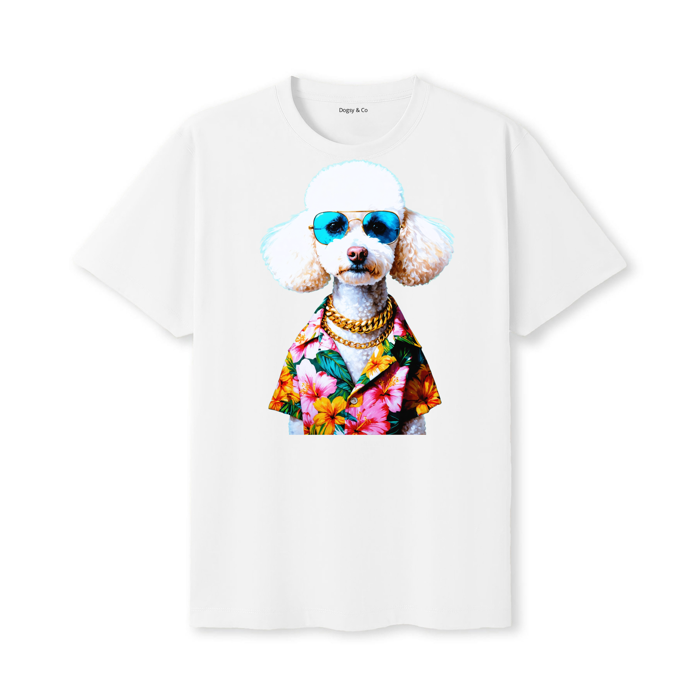 Poodle Hawaii Dog T-Shirt - White
