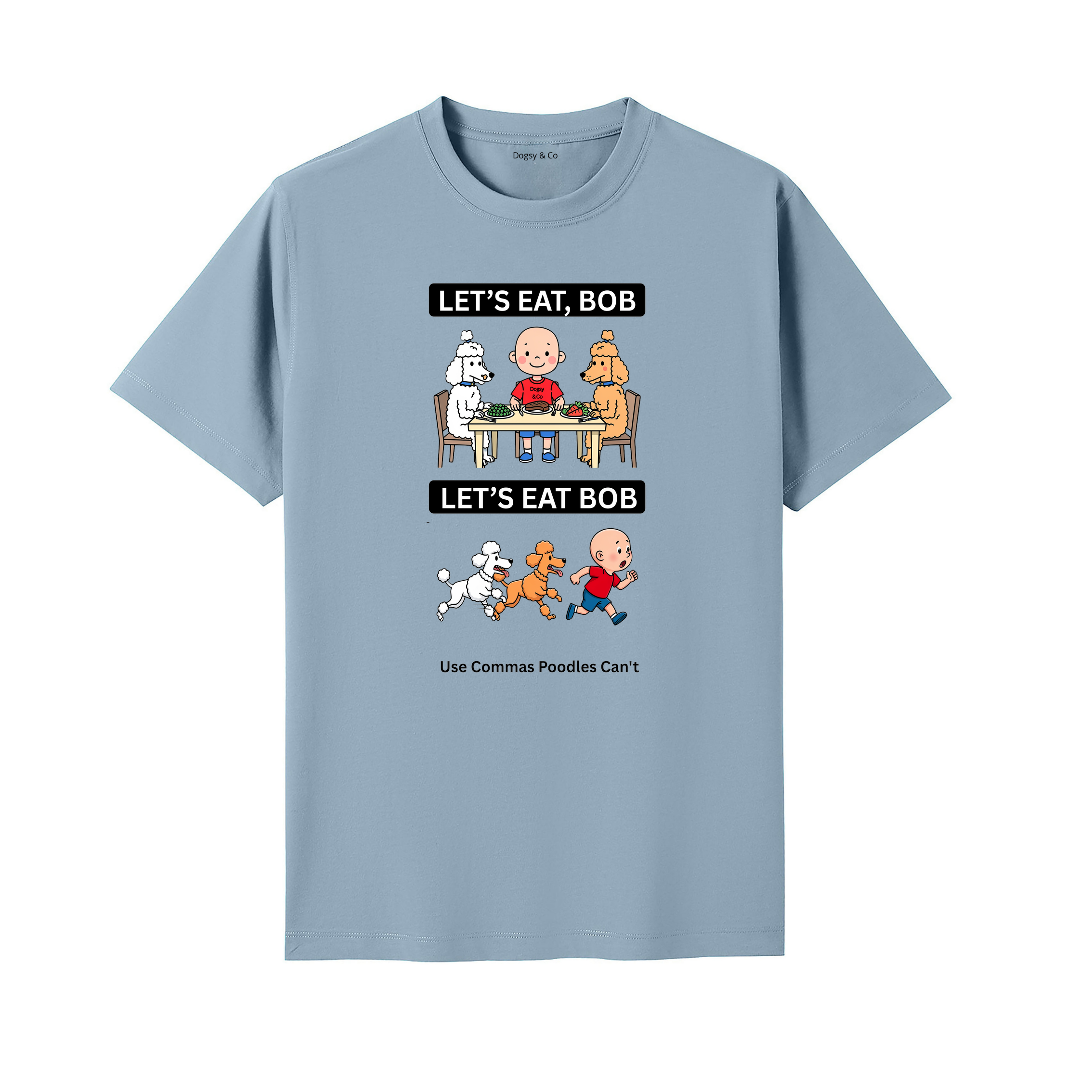 Poodle Let's Eat Bob T-Shirt - seafoam blue