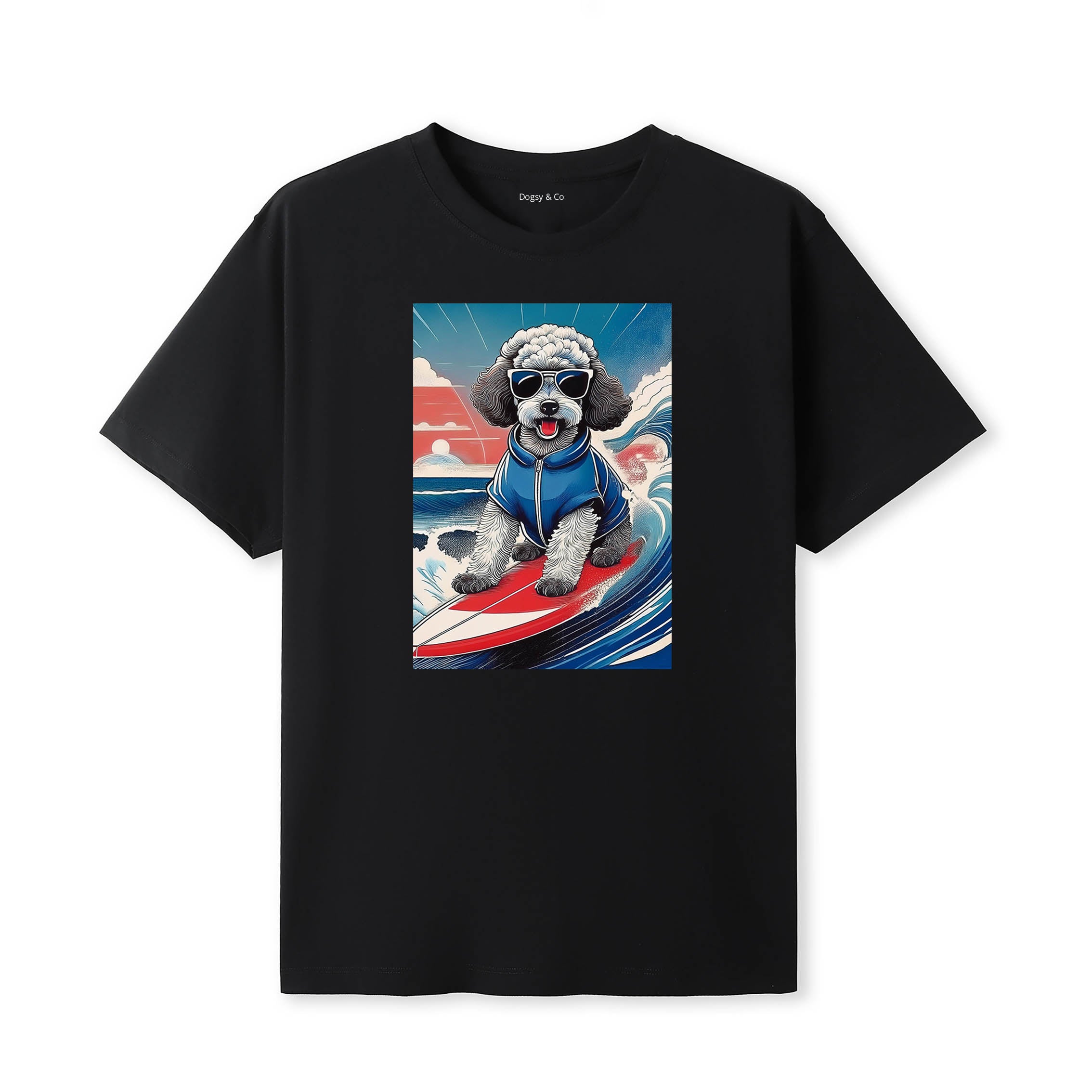 Poodle 1 Surfer Hokusai Dogs T-Shirt Artwork