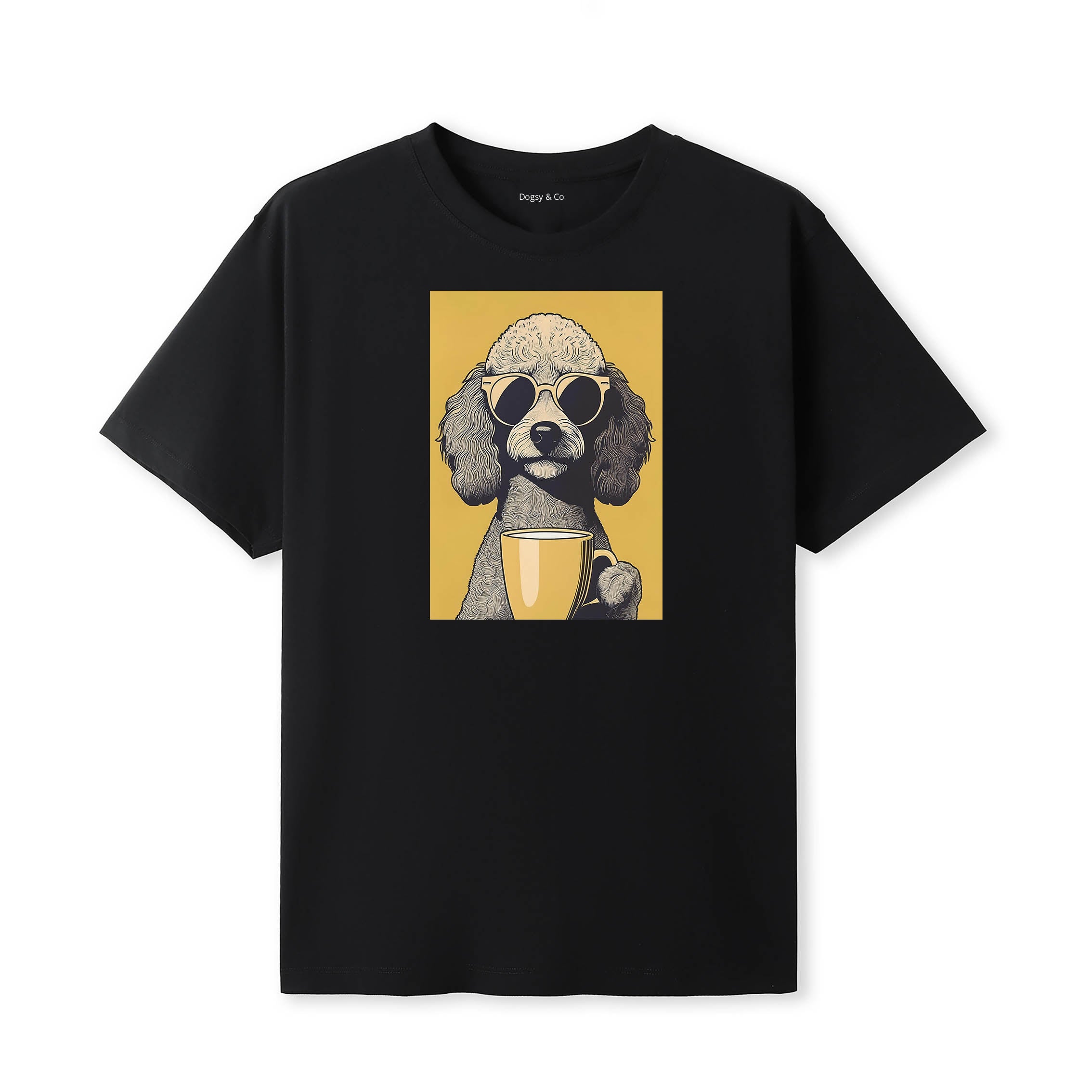 Poodle Coffee Dog T-Shirt Black