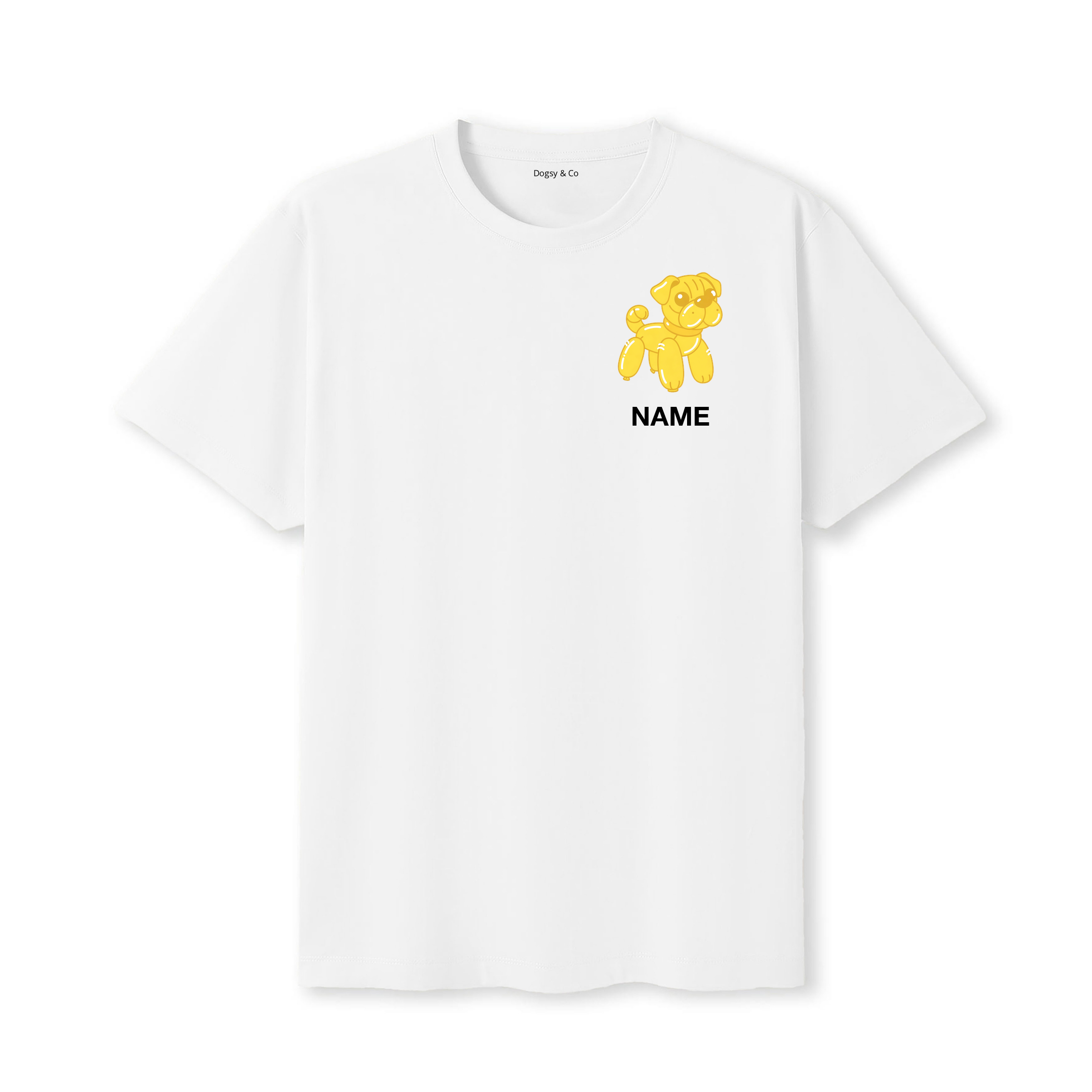 Pug Balloon Dog Custom T-Shirt - White