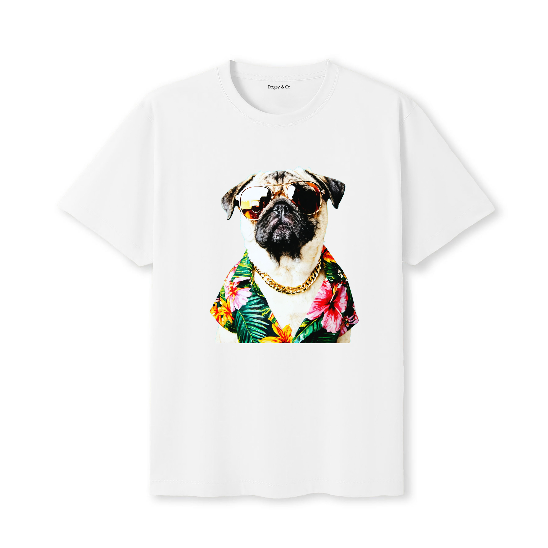 Pug Hawaii Dog T-Shirt - White