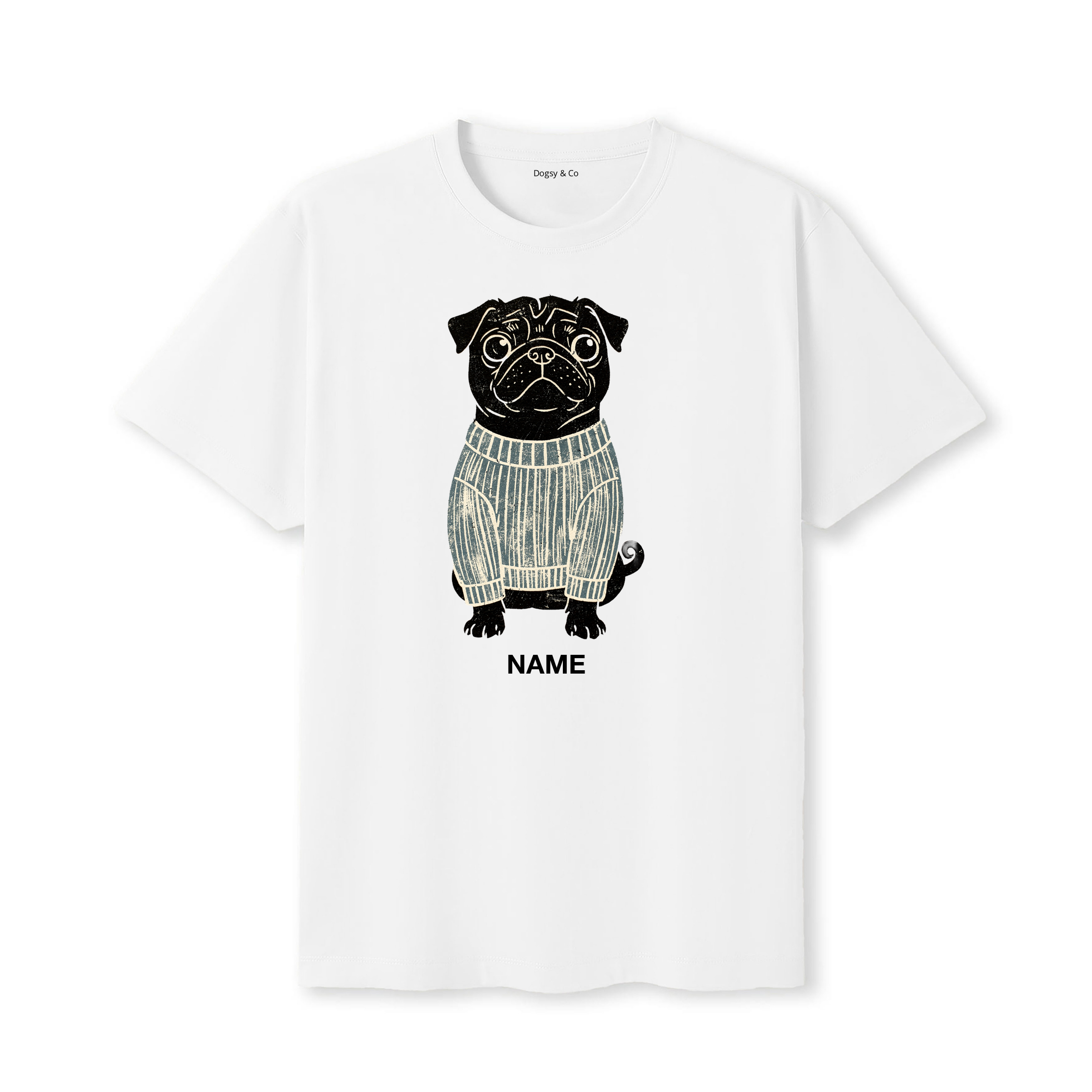 Pug Jumper Dog Custom T-Shirt - White