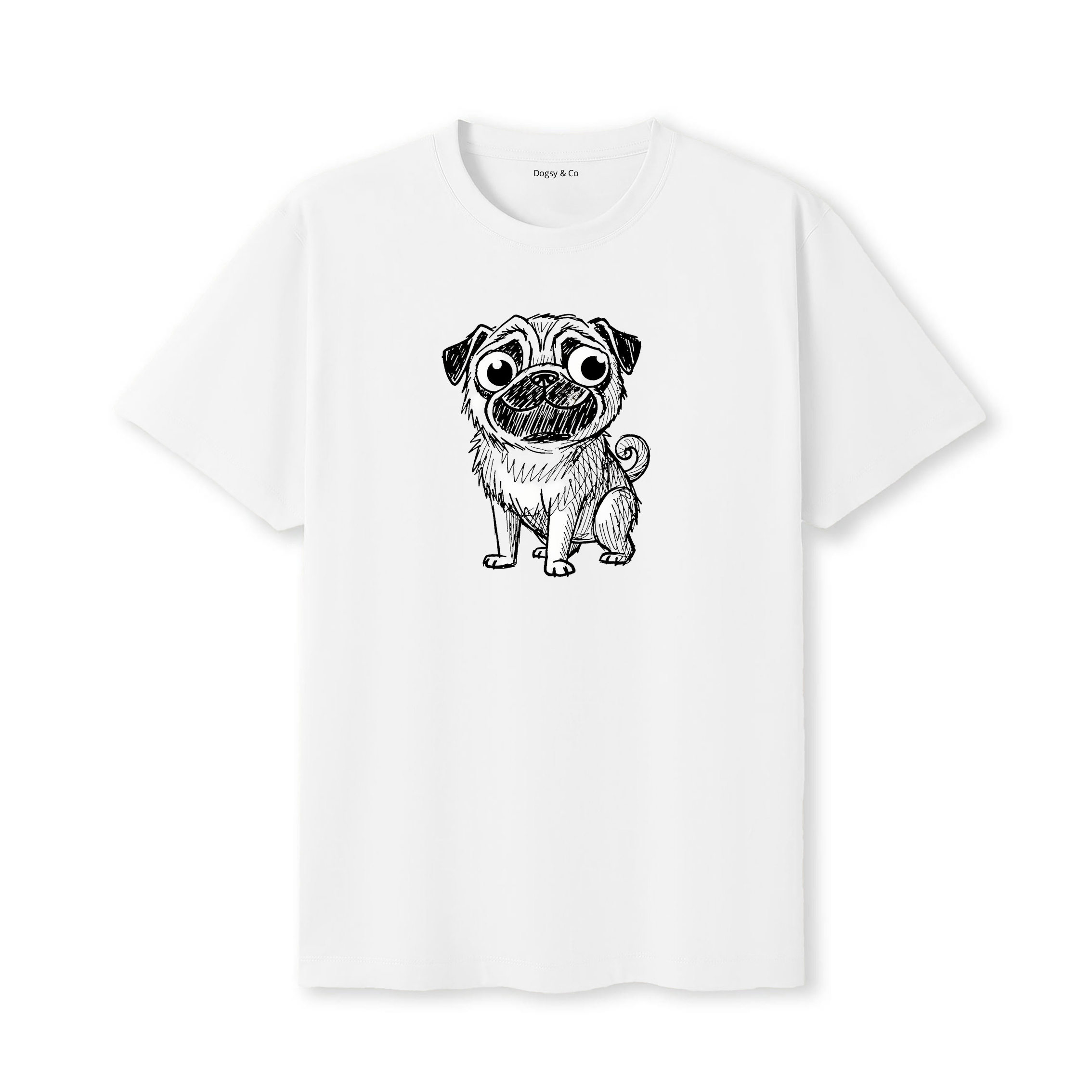 Pug Scraggy Dog T-Shirt - White