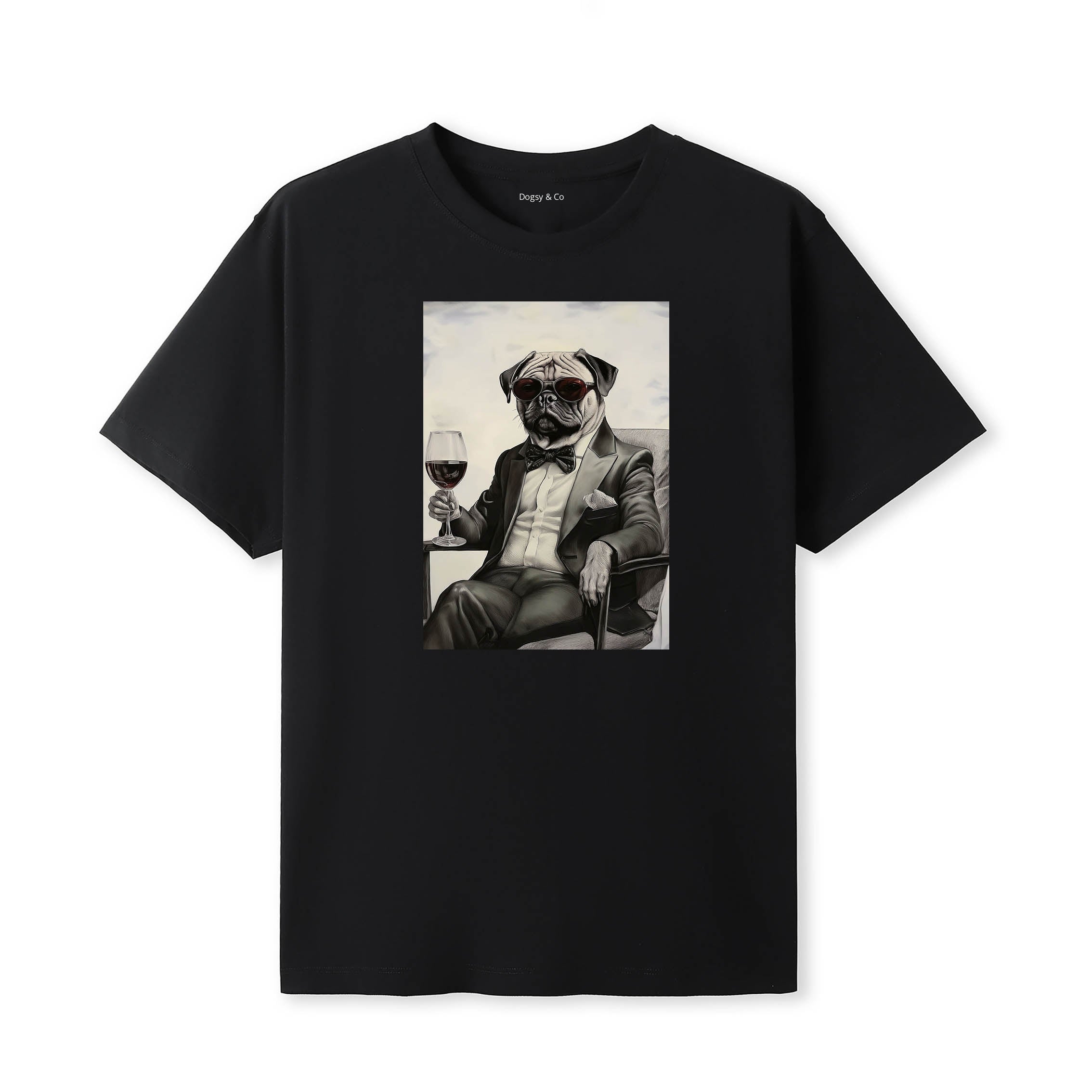 Pug distinguished gentleman dog t-shirt - black