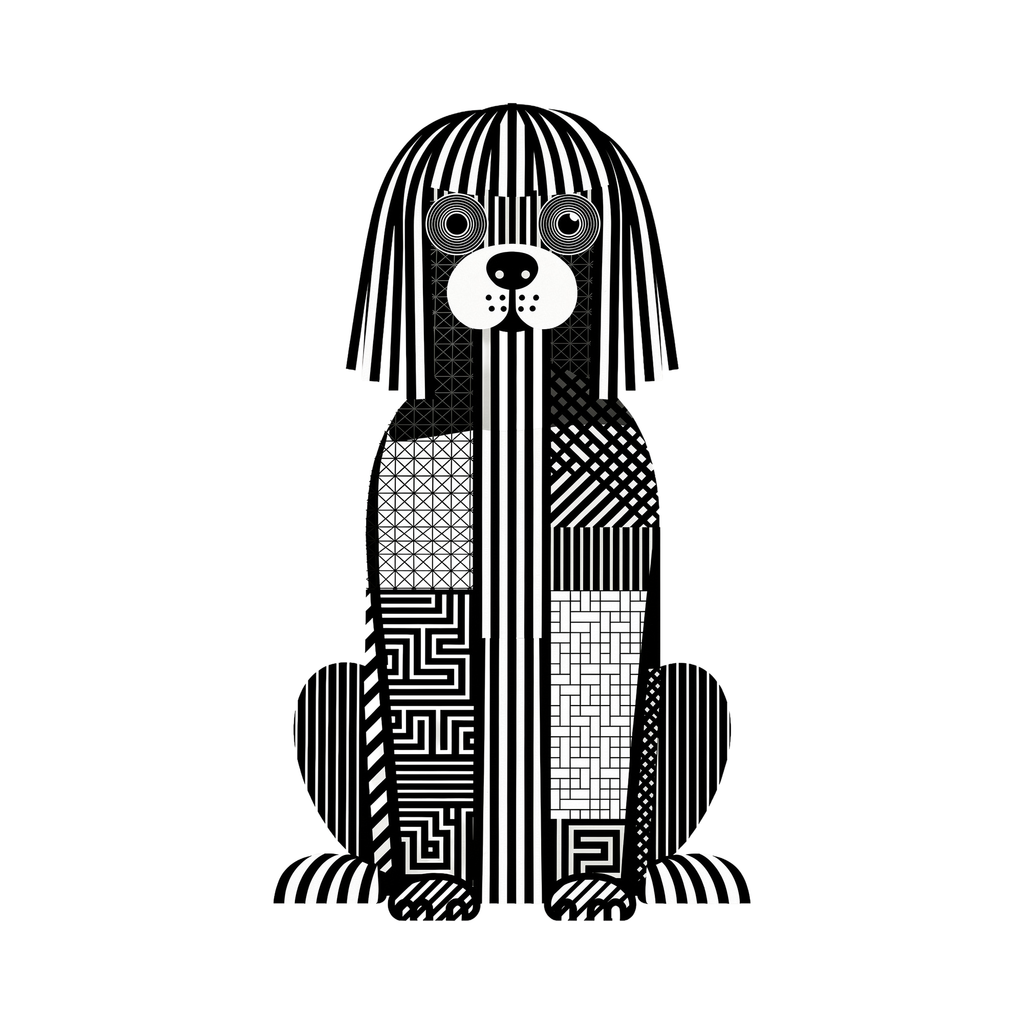 Puli Geometric Line Art - White