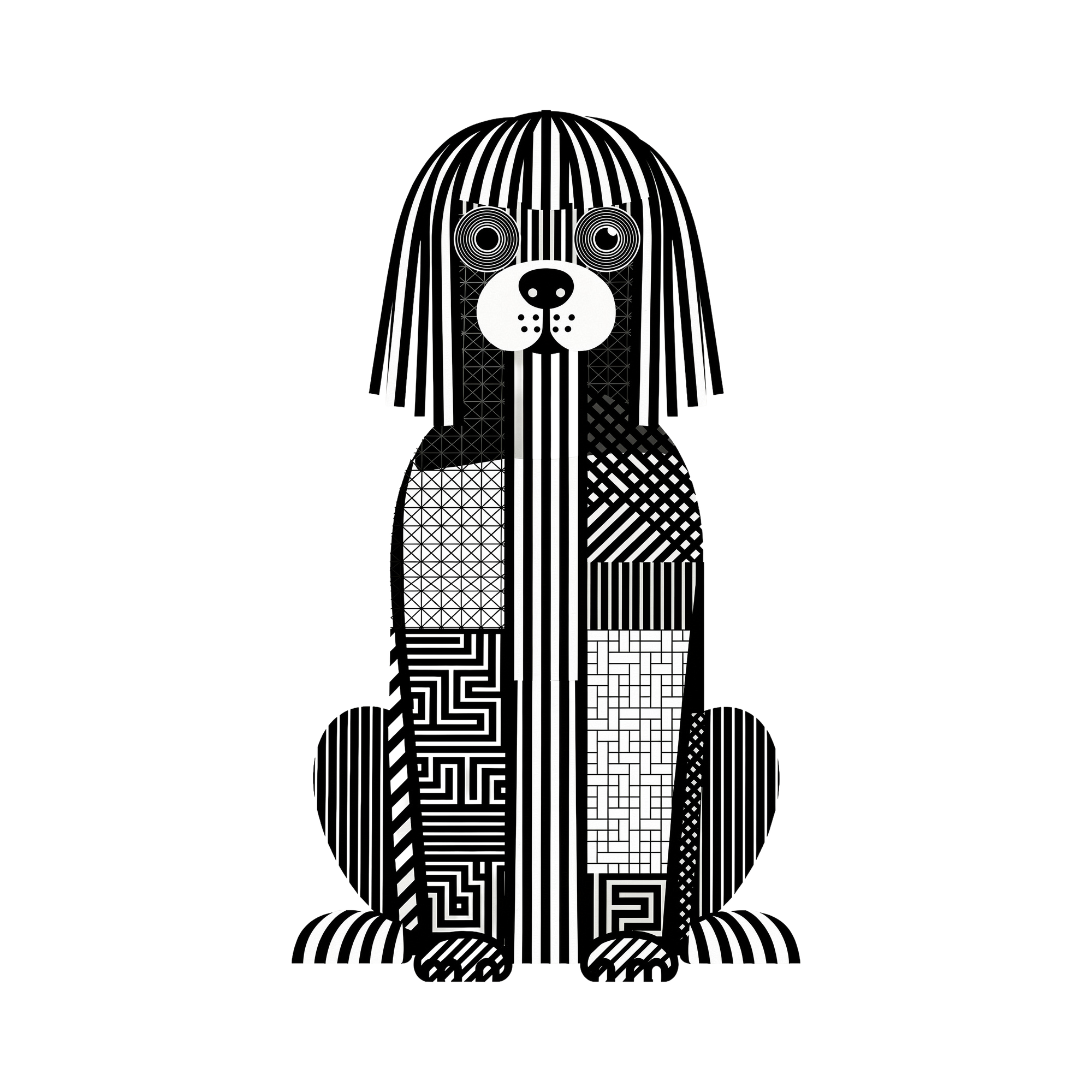 Puli Geometric Line Art - White