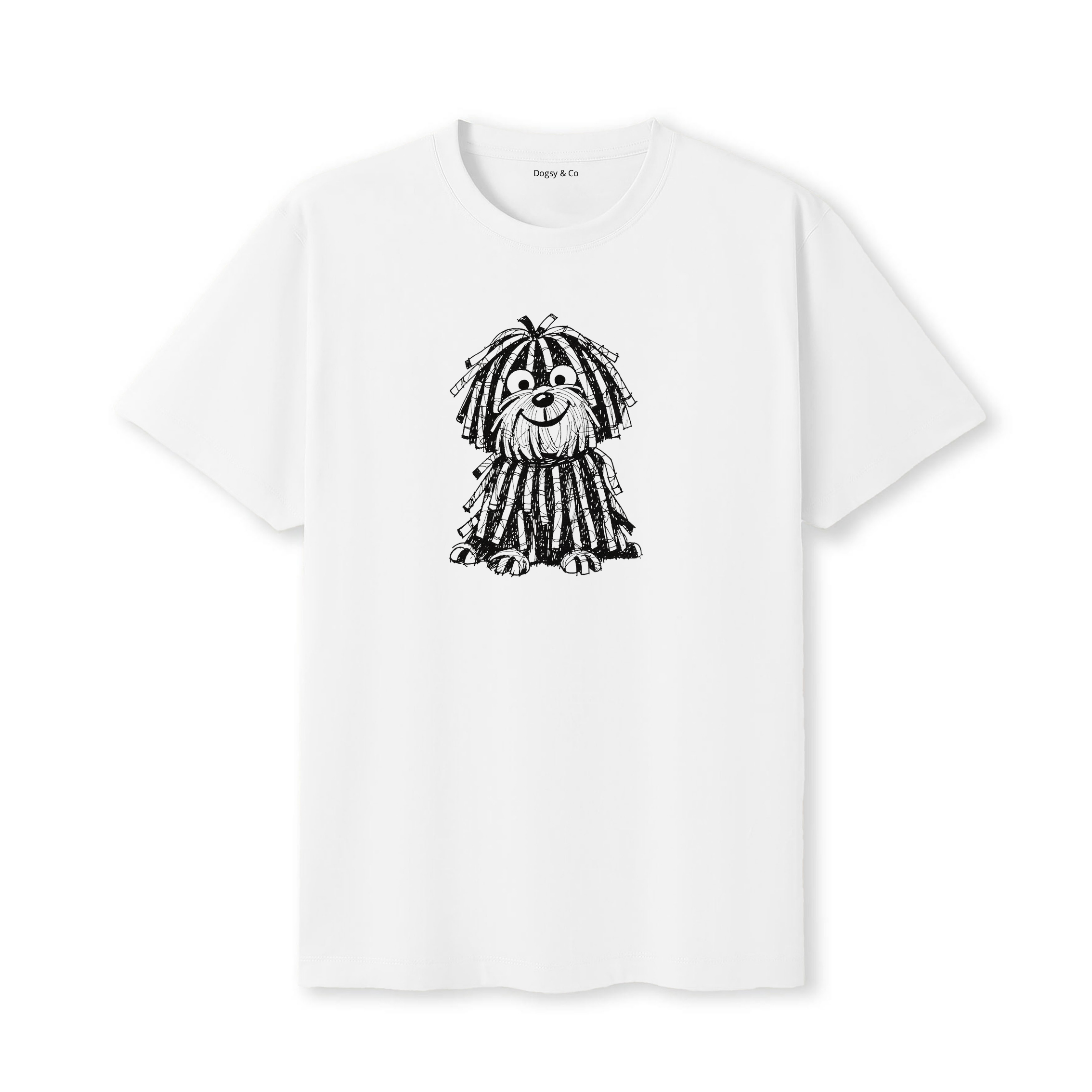 Puli Scraggy Dog T-Shirt - White