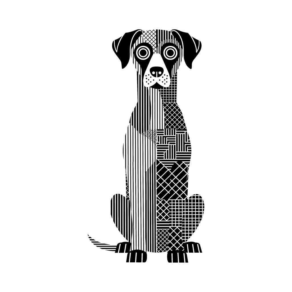 Rhodesian Ridgeback Geometric Line Art - White