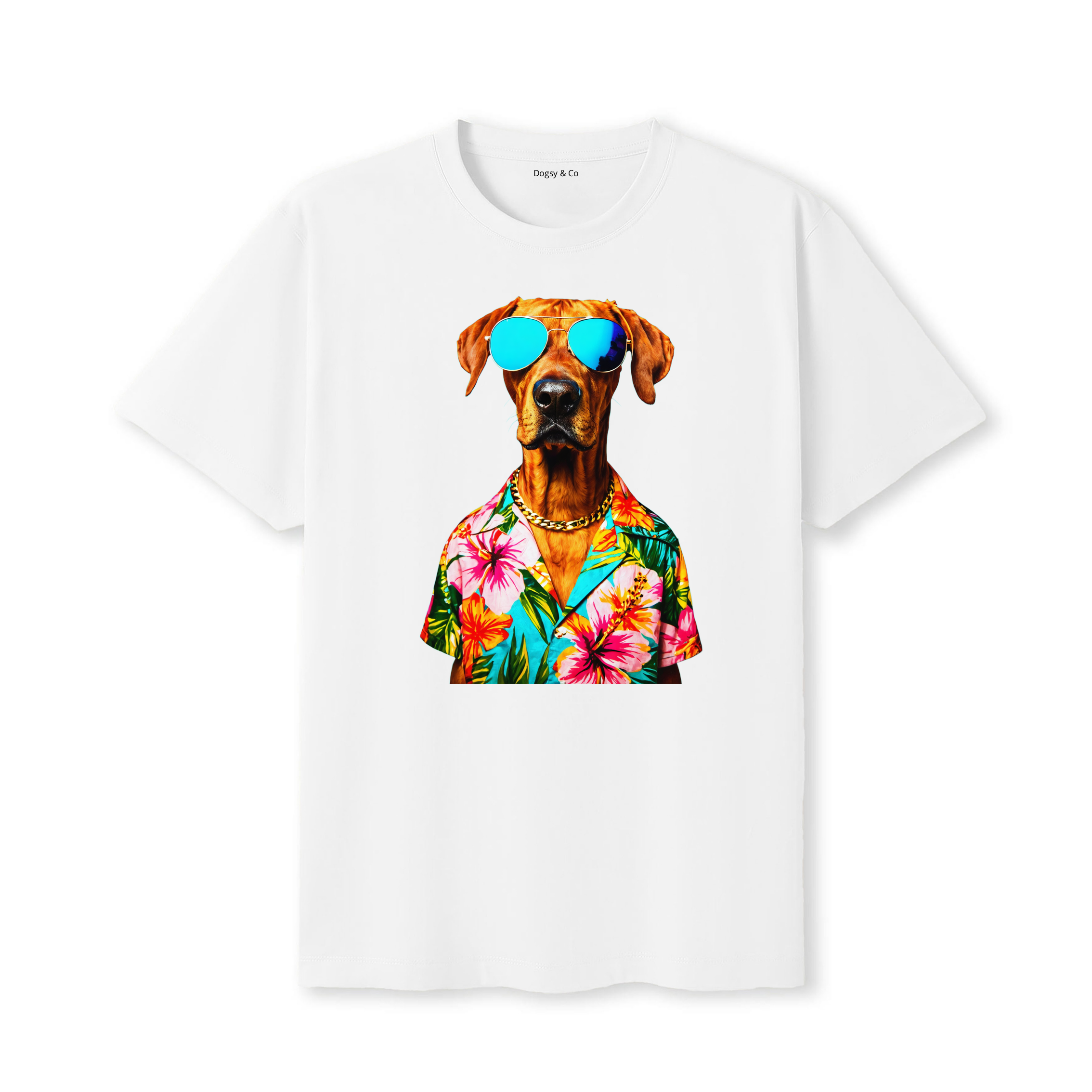 Rhodesian Ridgeback Hawaii Dog T-Shirt - White