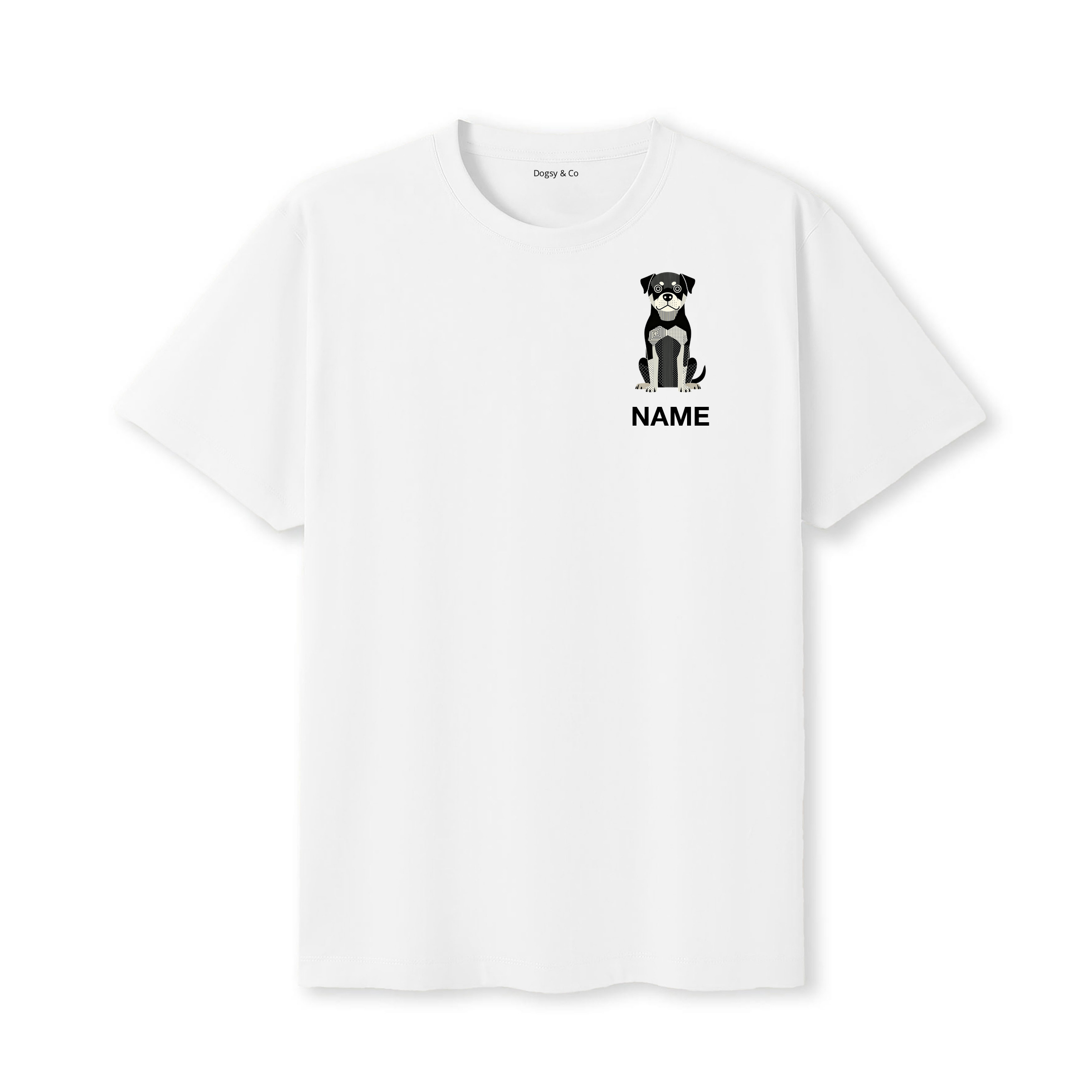 Rottweiler Geometric Line T-Shirt Custom - White