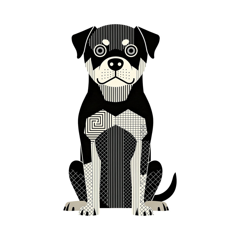 Rottweiler Geometric Line Art - White