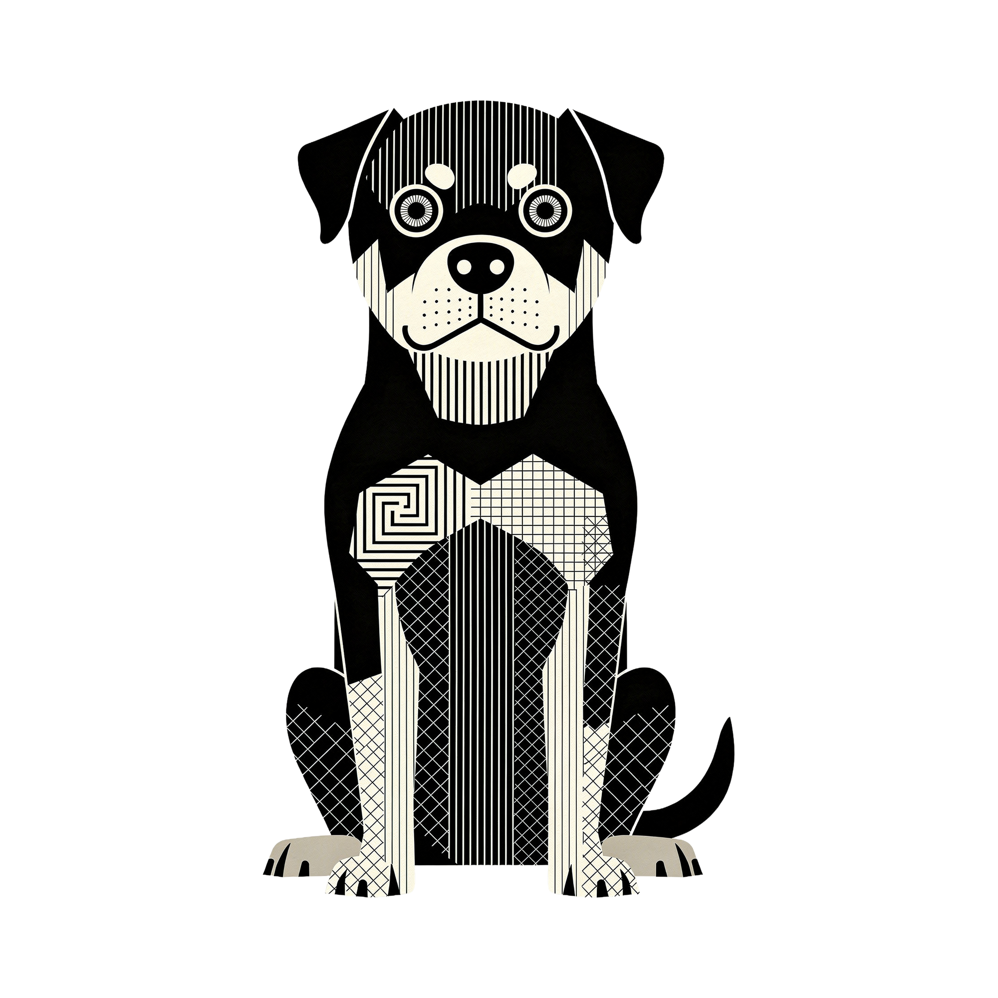 Rottweiler Geometric Line Art - White