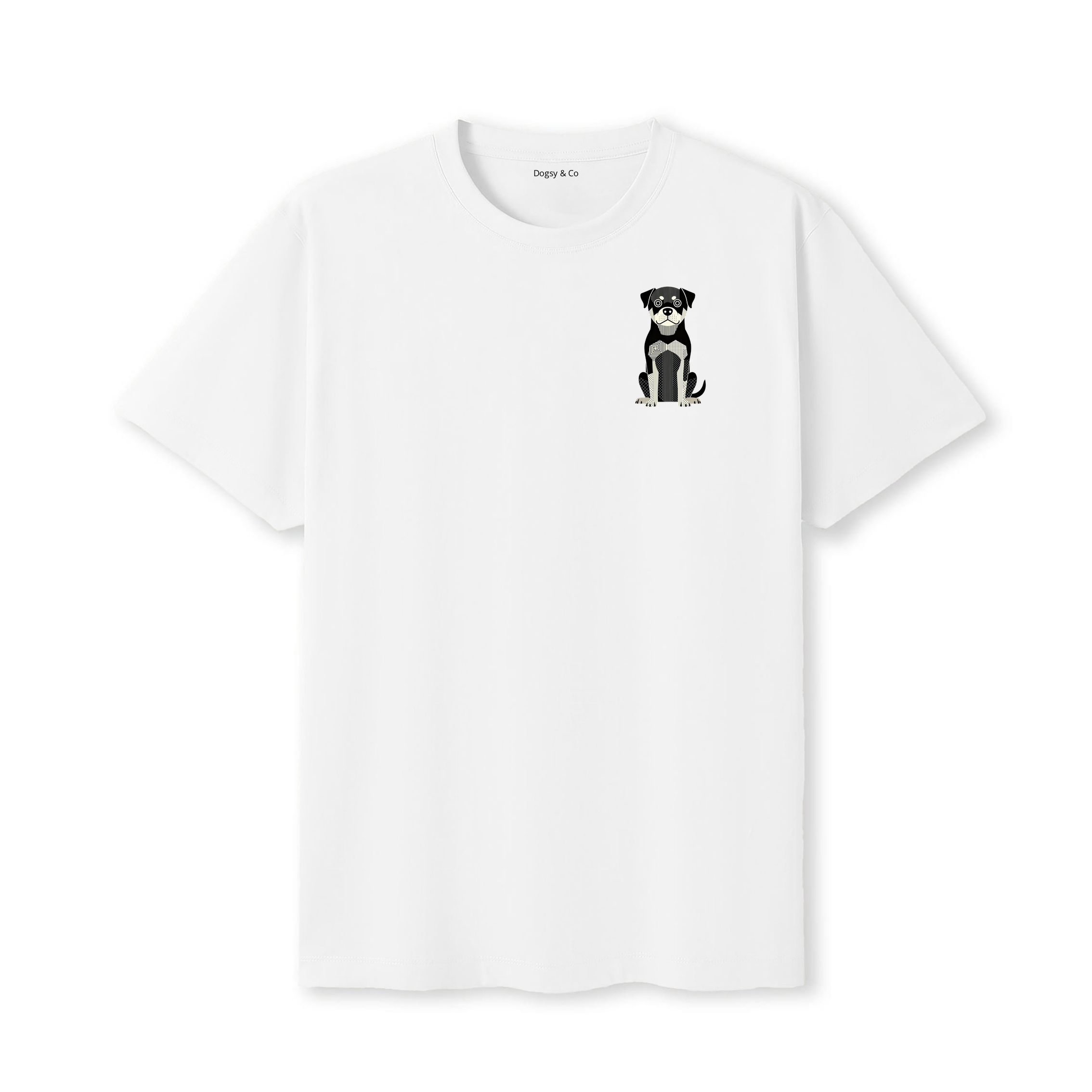 Rottweiler Geometric Line T-Shirt - White