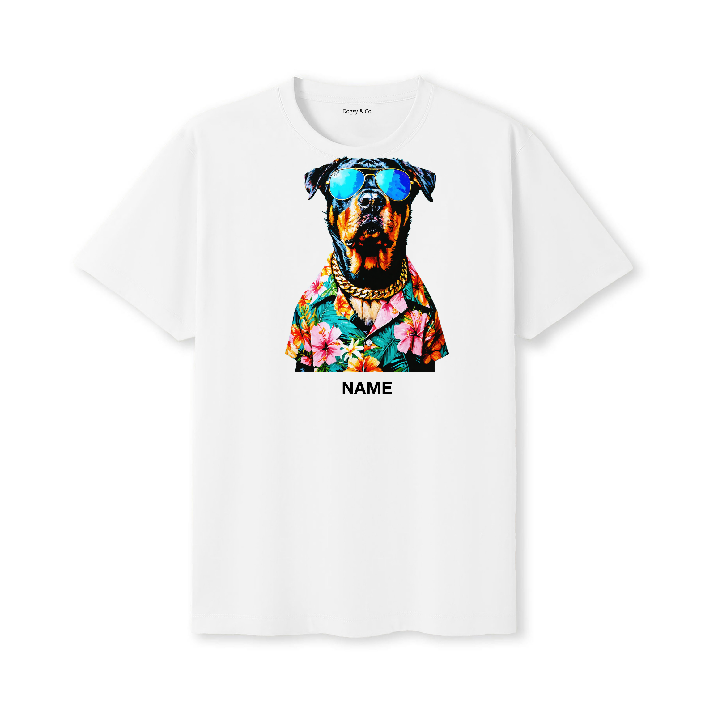 Rottweiler Hawaii Dog Custom T-Shirt - White