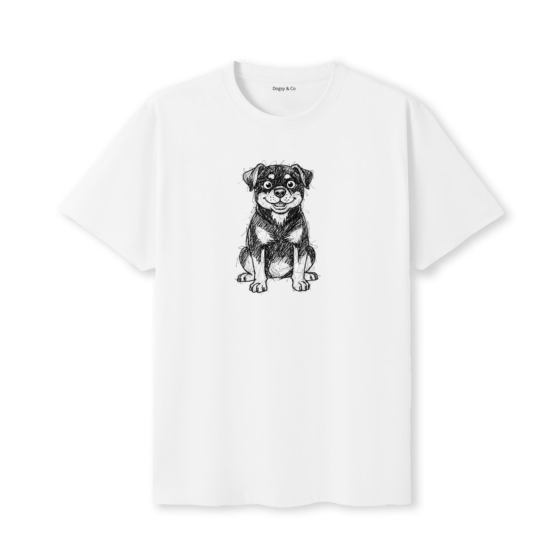 Rottweiler Scraggy Dog T-Shirt - White