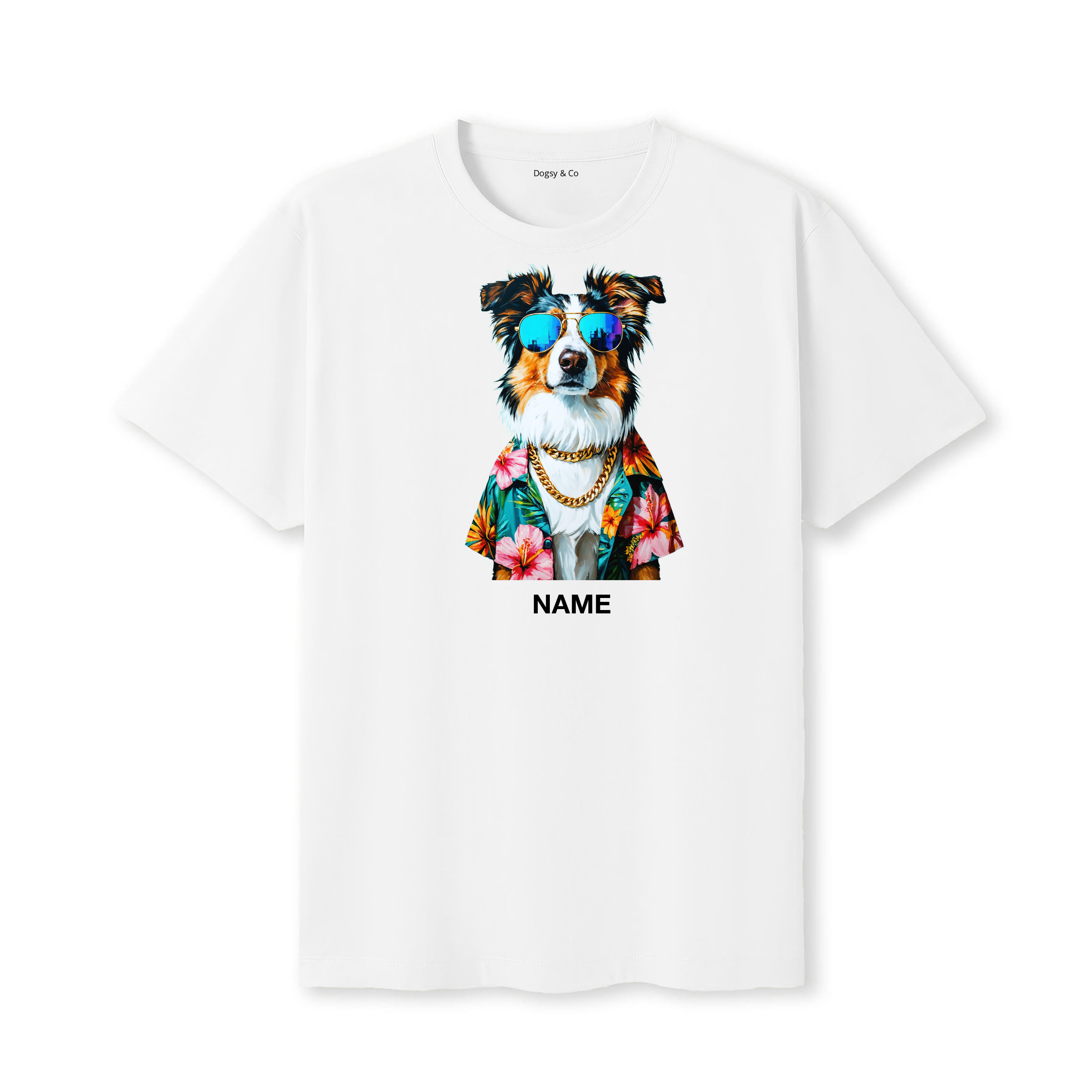 Rough Collie Hawaii Dog Custom T-Shirt - White