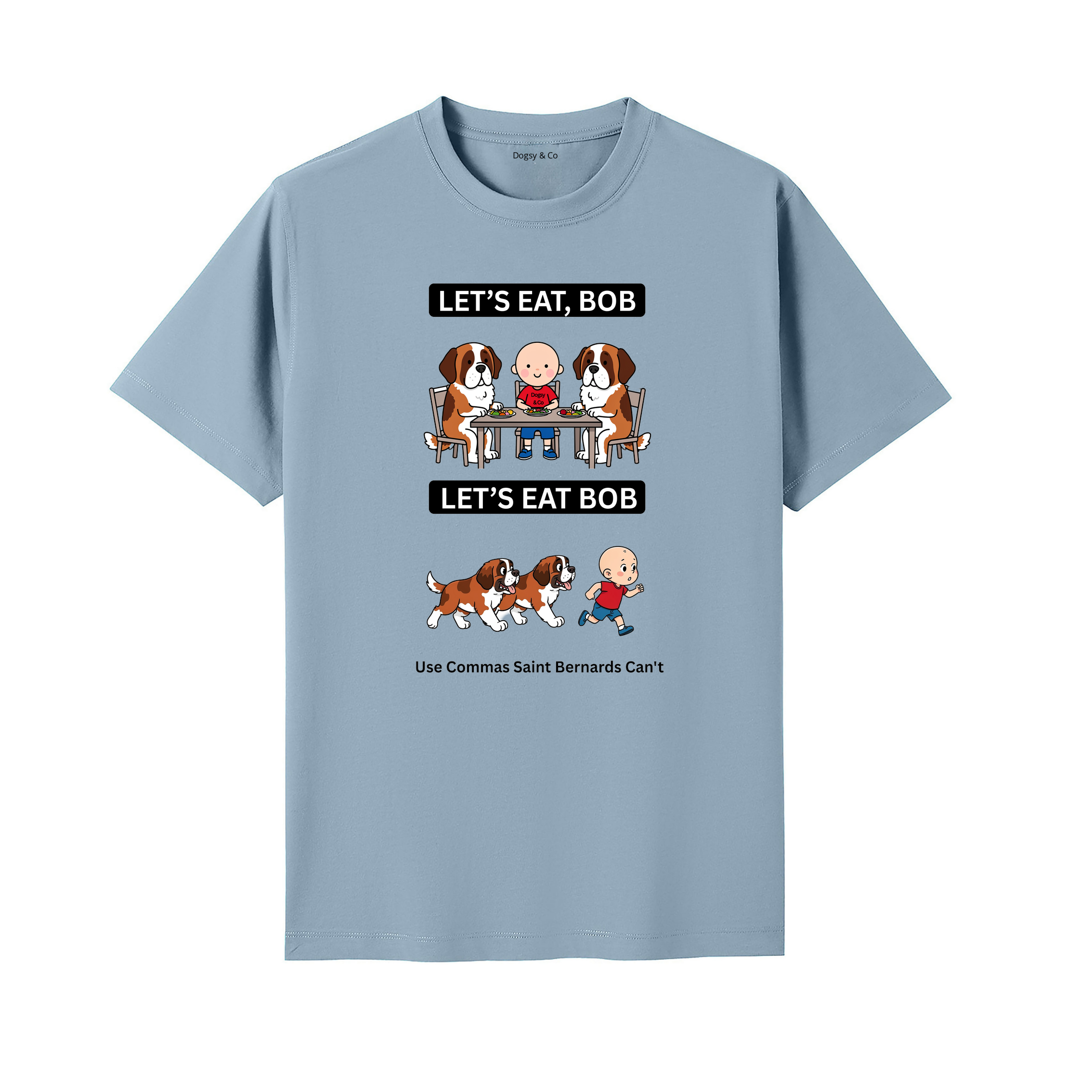 Saint Bernard Let's Eat Bob T-Shirt - seafoam blue